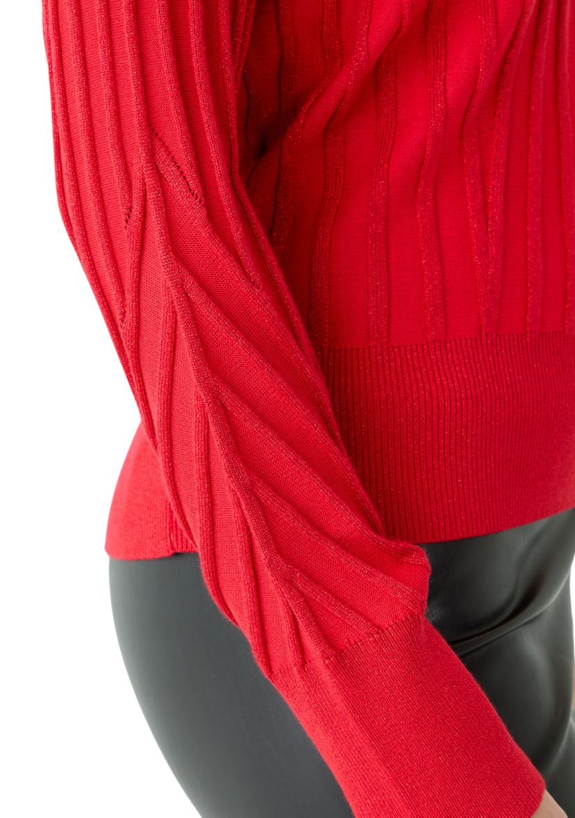 Womens Lurex Rib Dolman Sweater
