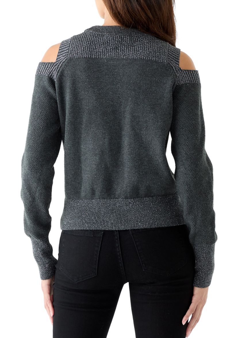 Womens Lurex Cold Shoulder Sweater