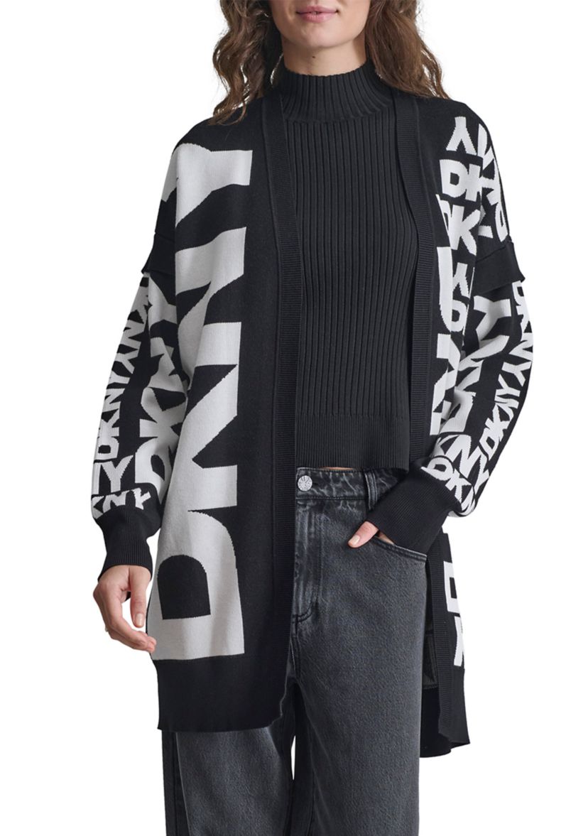 Womens Open Front Logo Cardigan