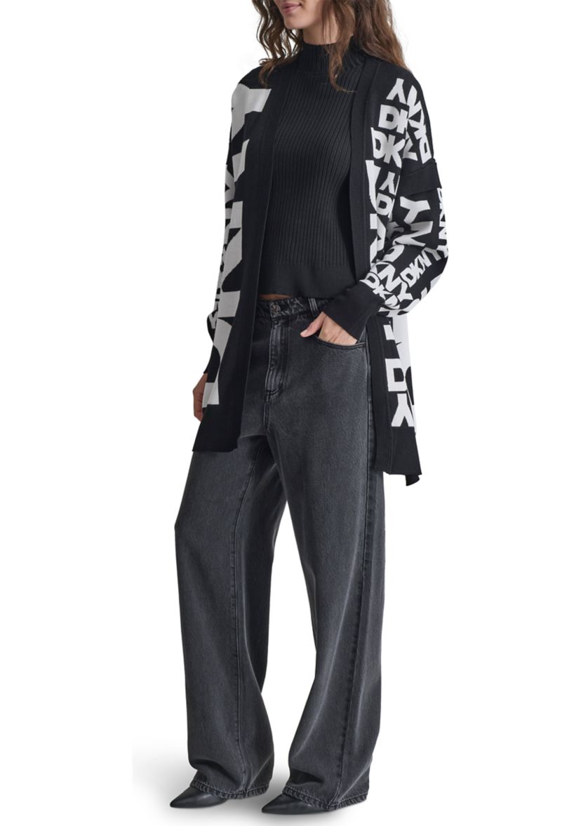 Womens Open Front Logo Cardigan