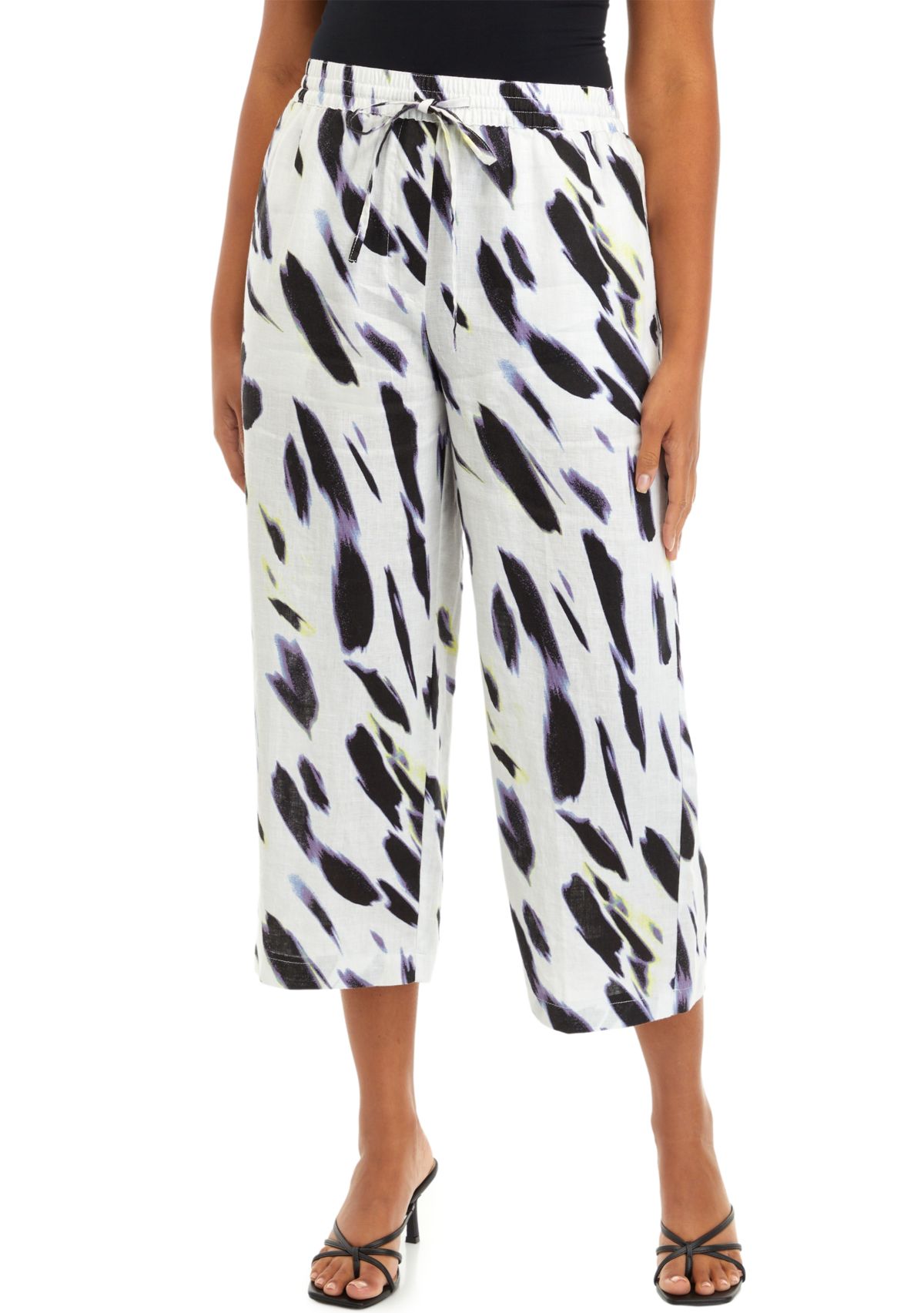 Womens Wave Print Linen Pants