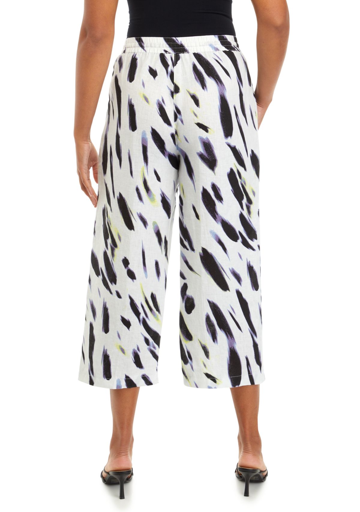 Womens Wave Print Linen Pants