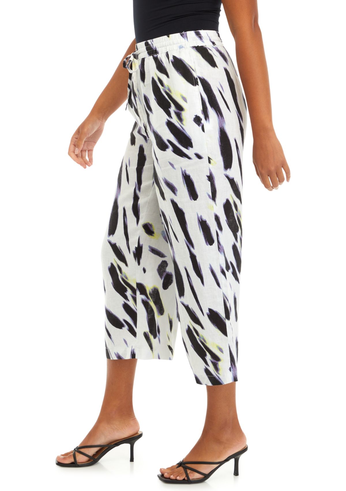 Womens Wave Print Linen Pants