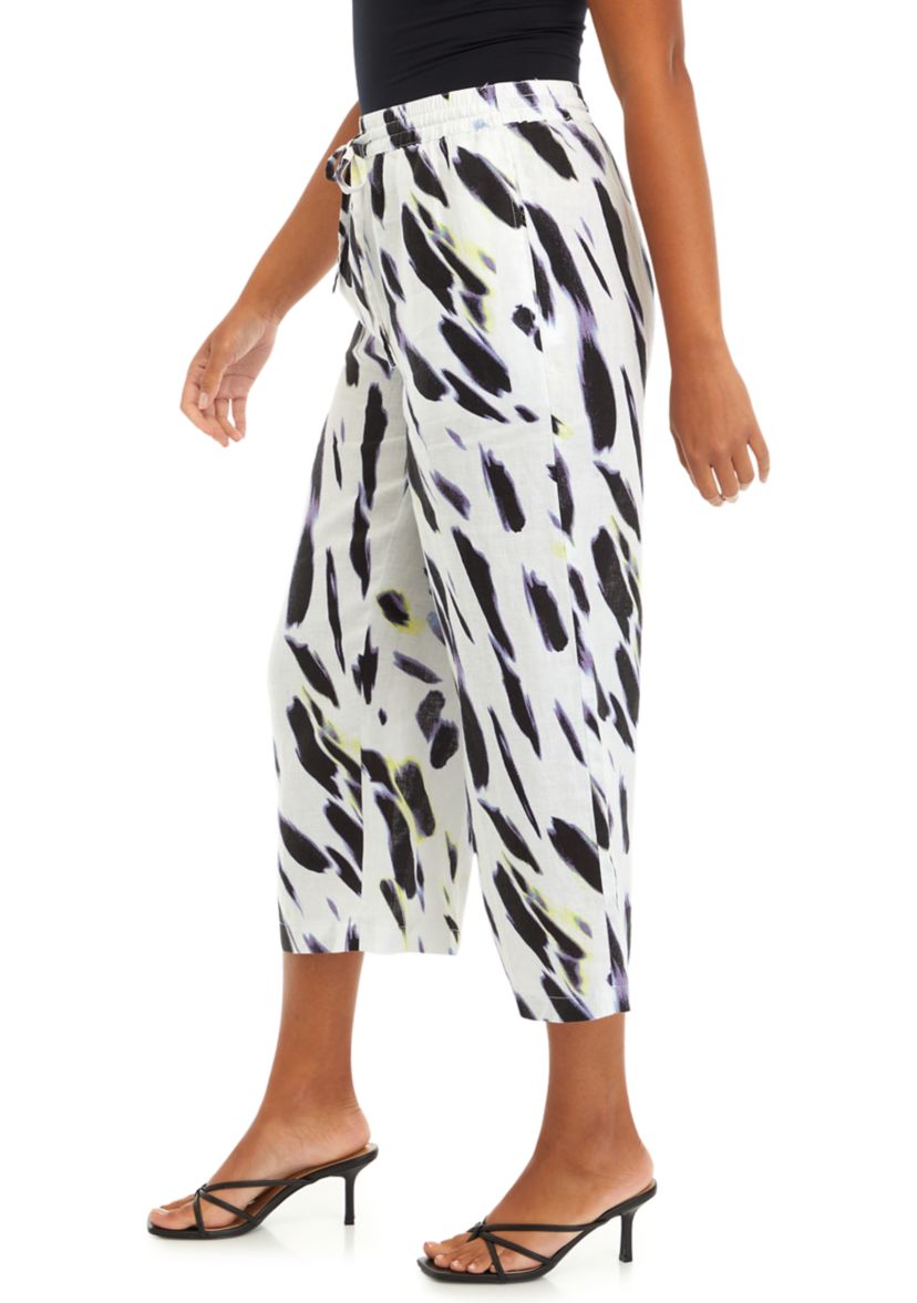Womens Wave Print Linen Pants