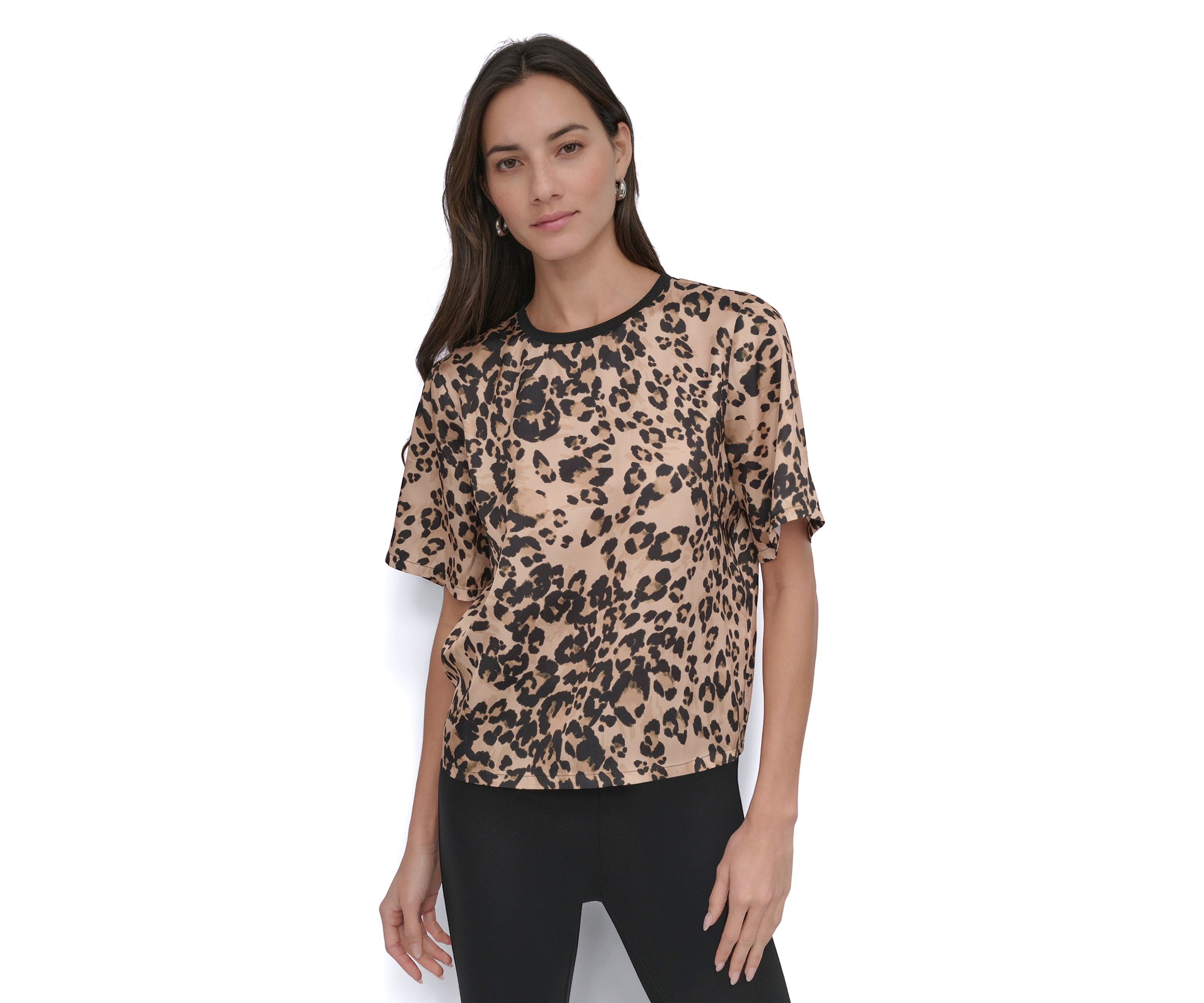 Womens Cheetah Printed Boxy Blouse
