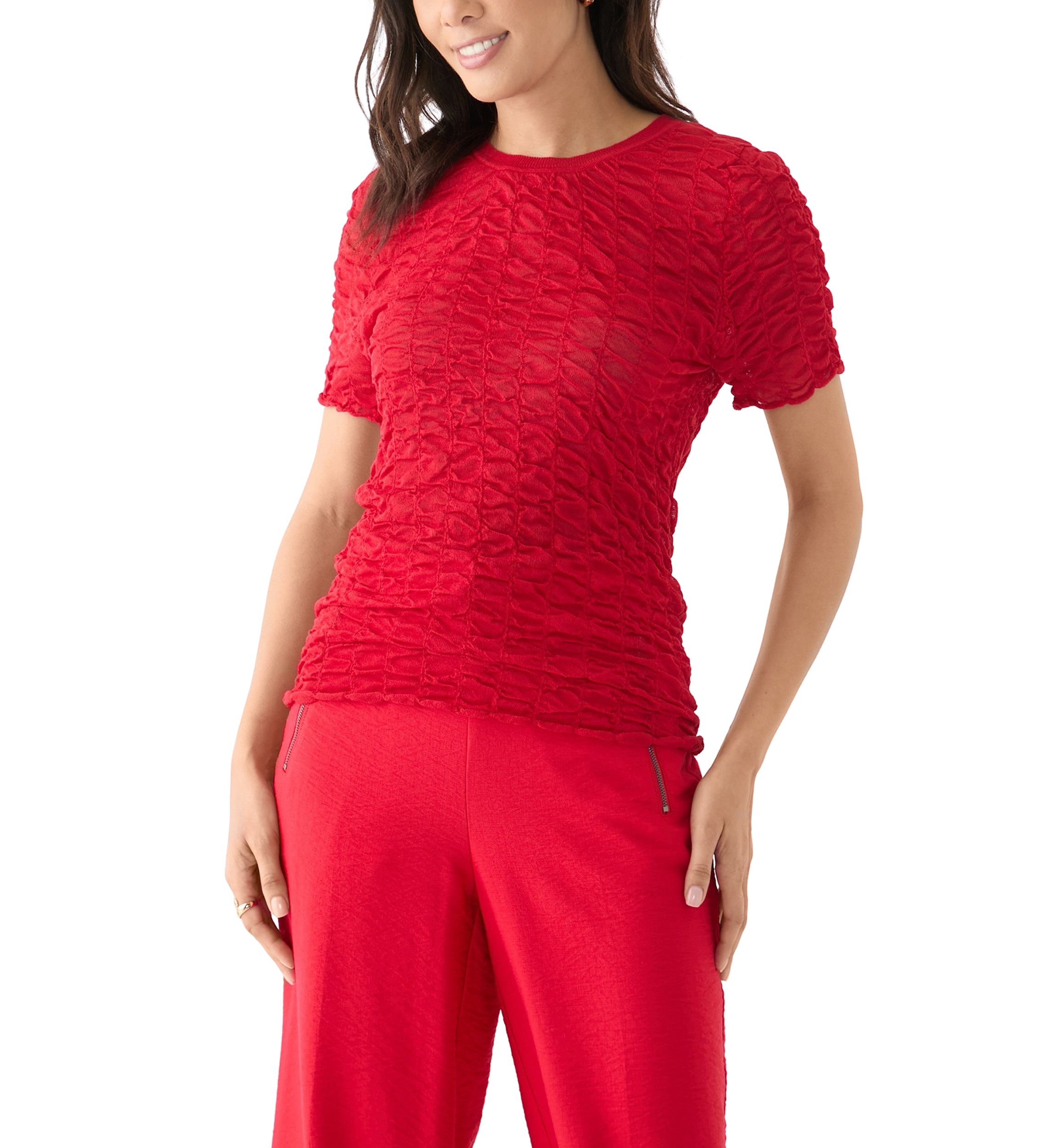 Womens Short Sleeve Pucket Knit Top