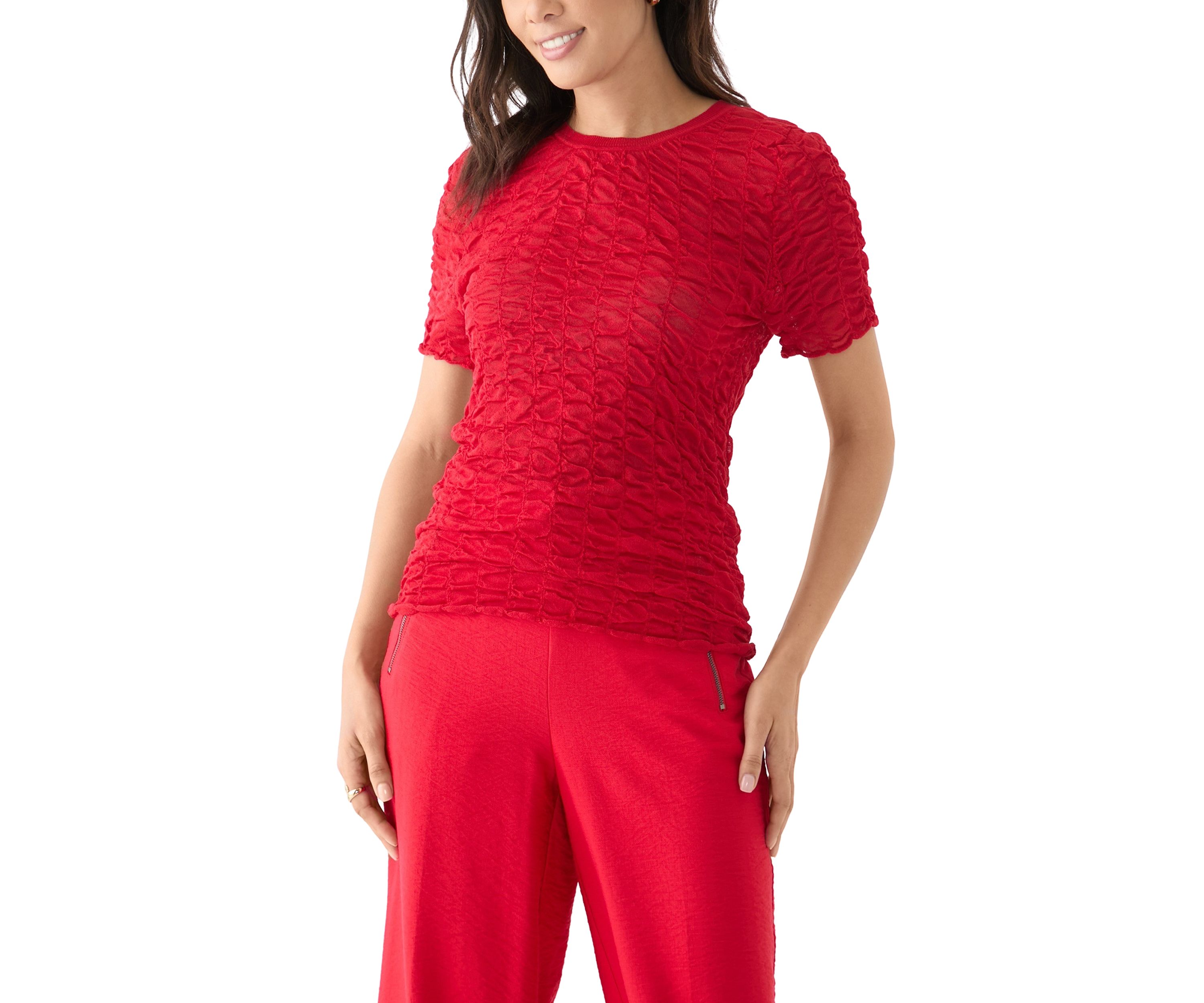 Womens Short Sleeve Pucket Knit Top