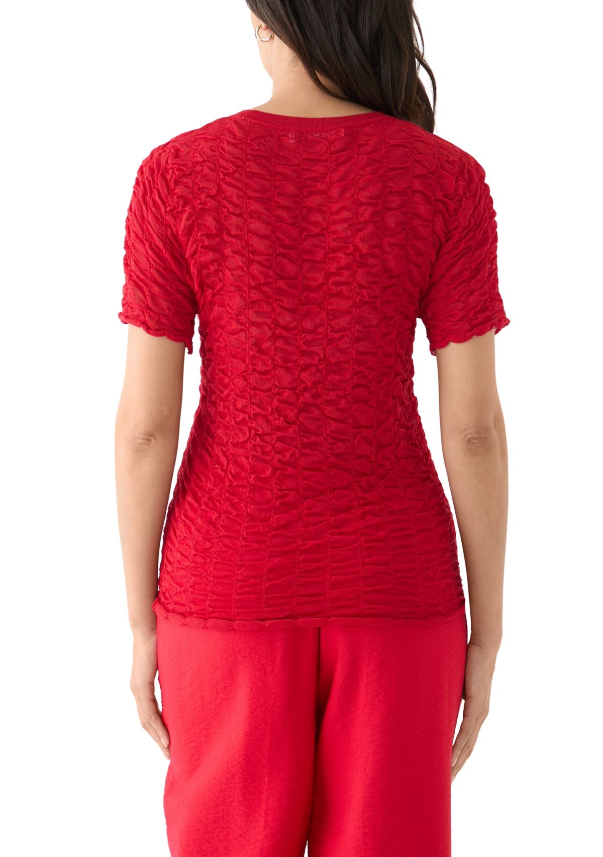 Womens Short Sleeve Pucket Knit Top
