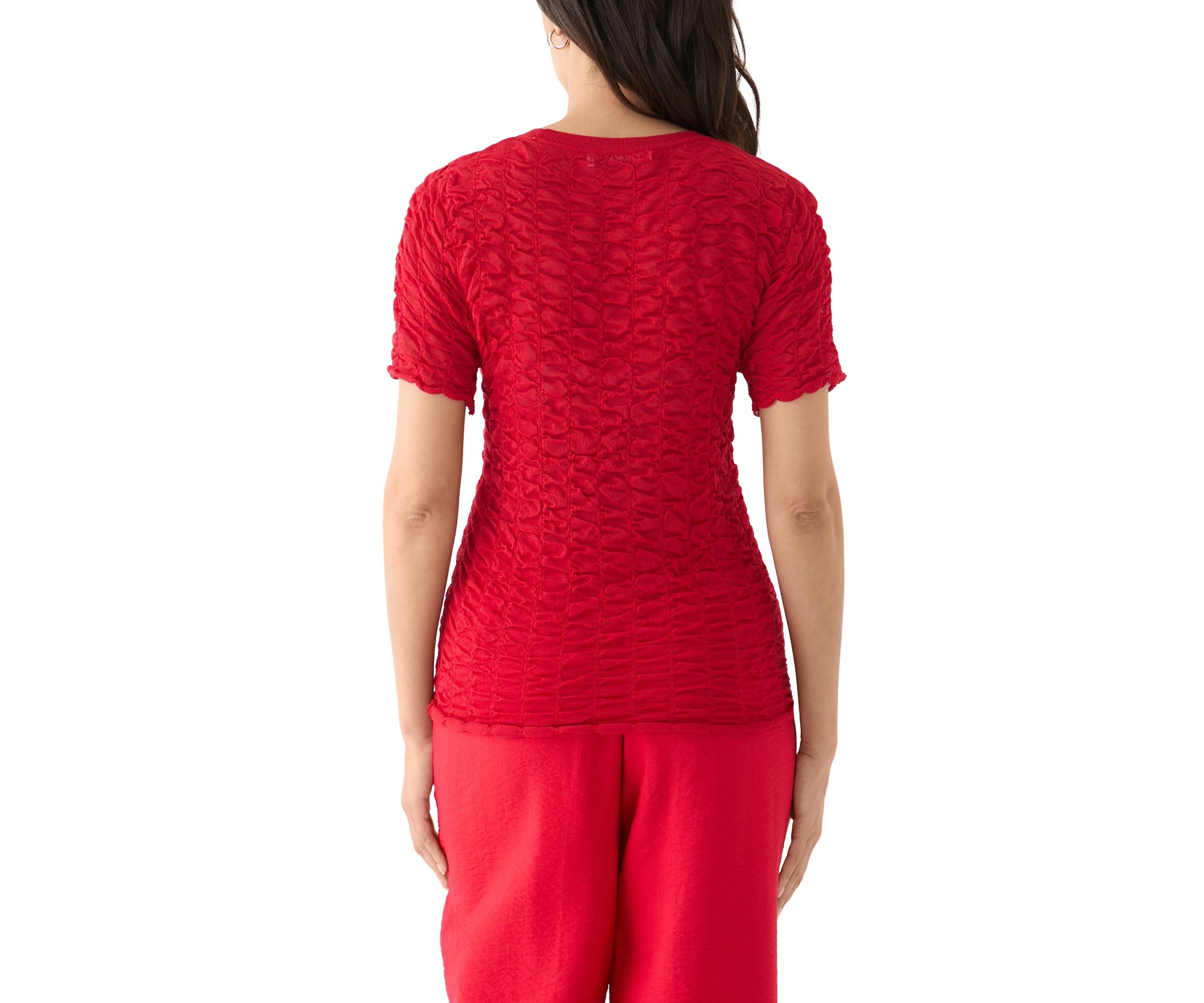 Womens Short Sleeve Pucket Knit Top
