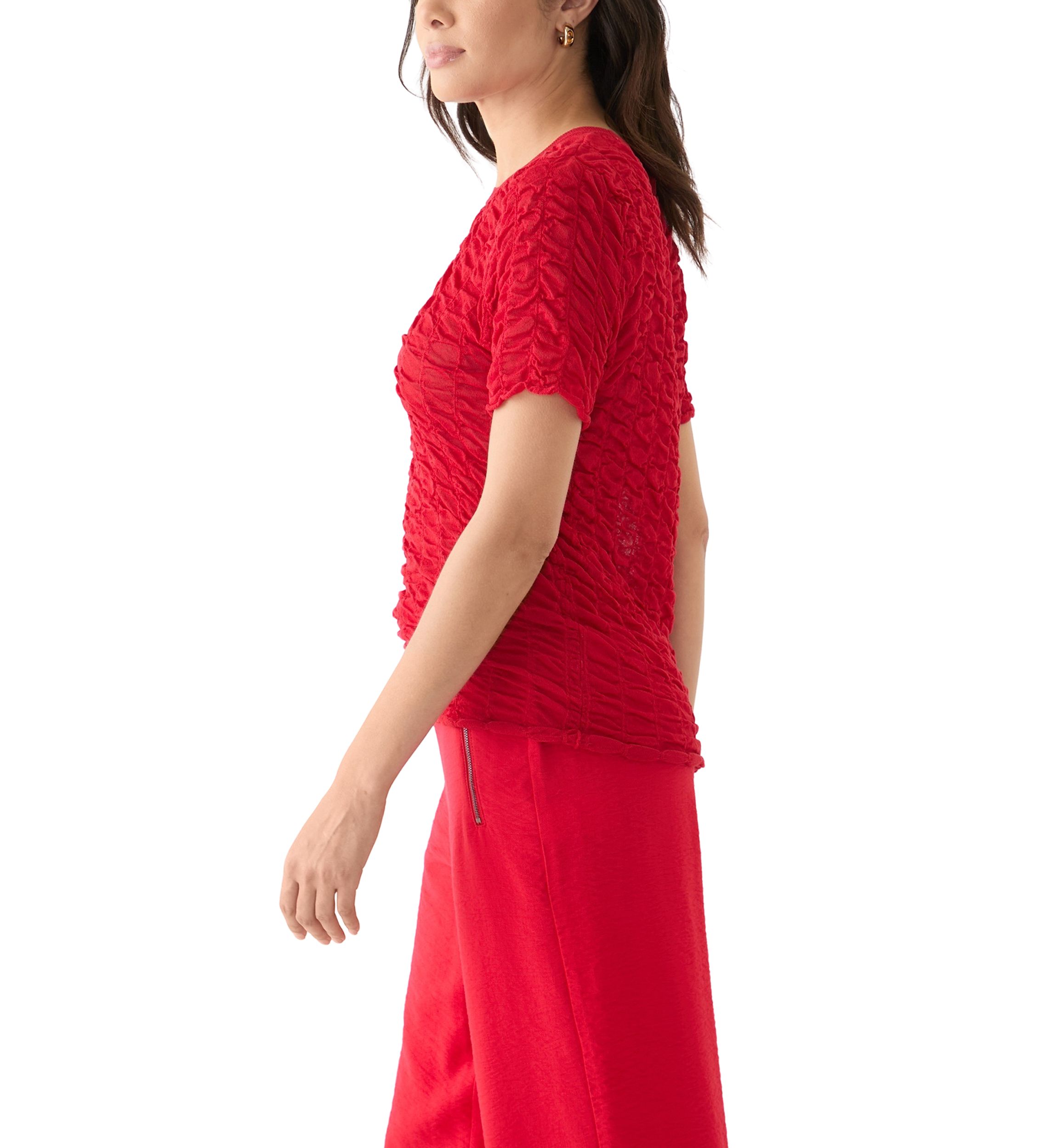 Womens Short Sleeve Pucket Knit Top