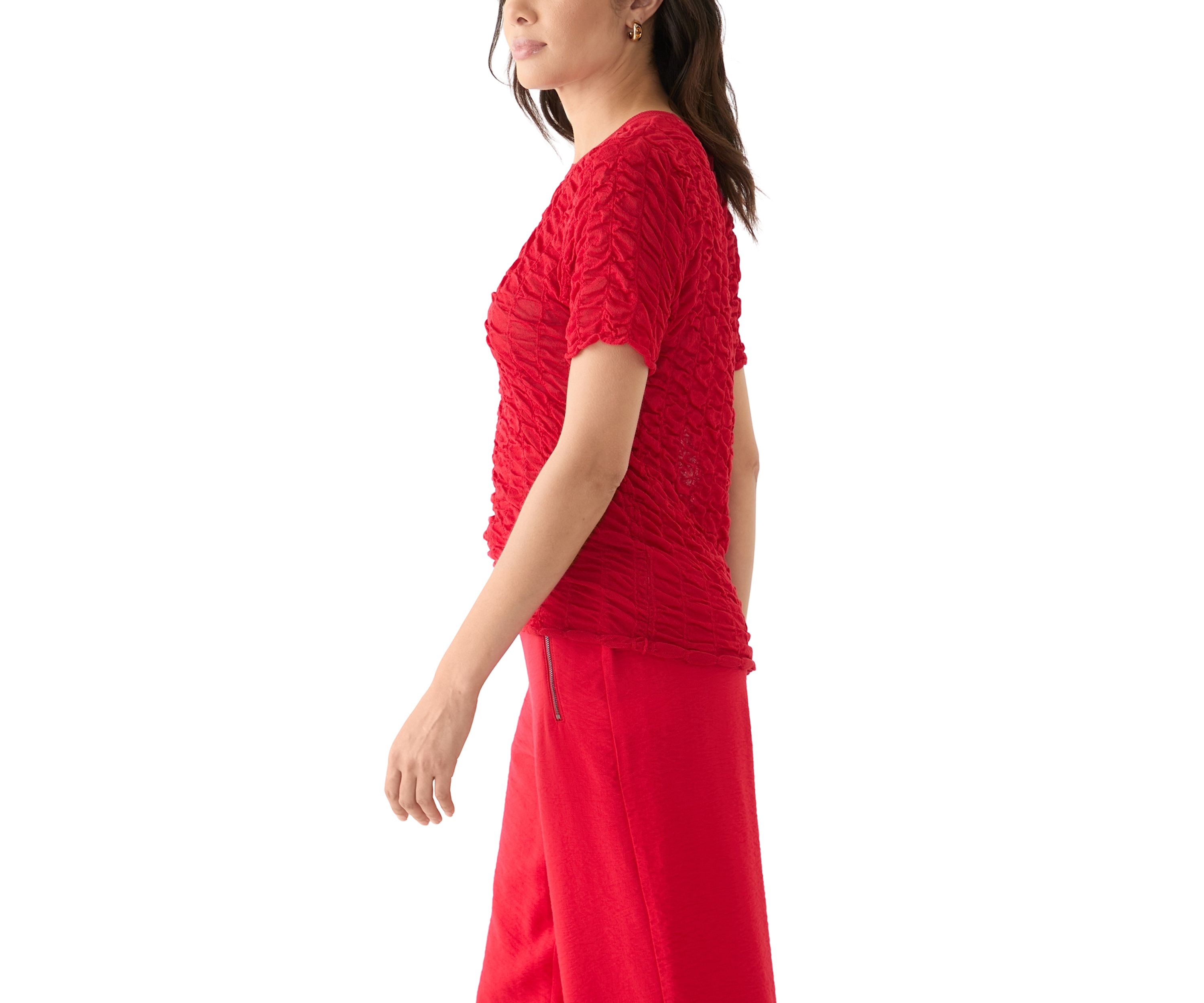 Womens Short Sleeve Pucket Knit Top