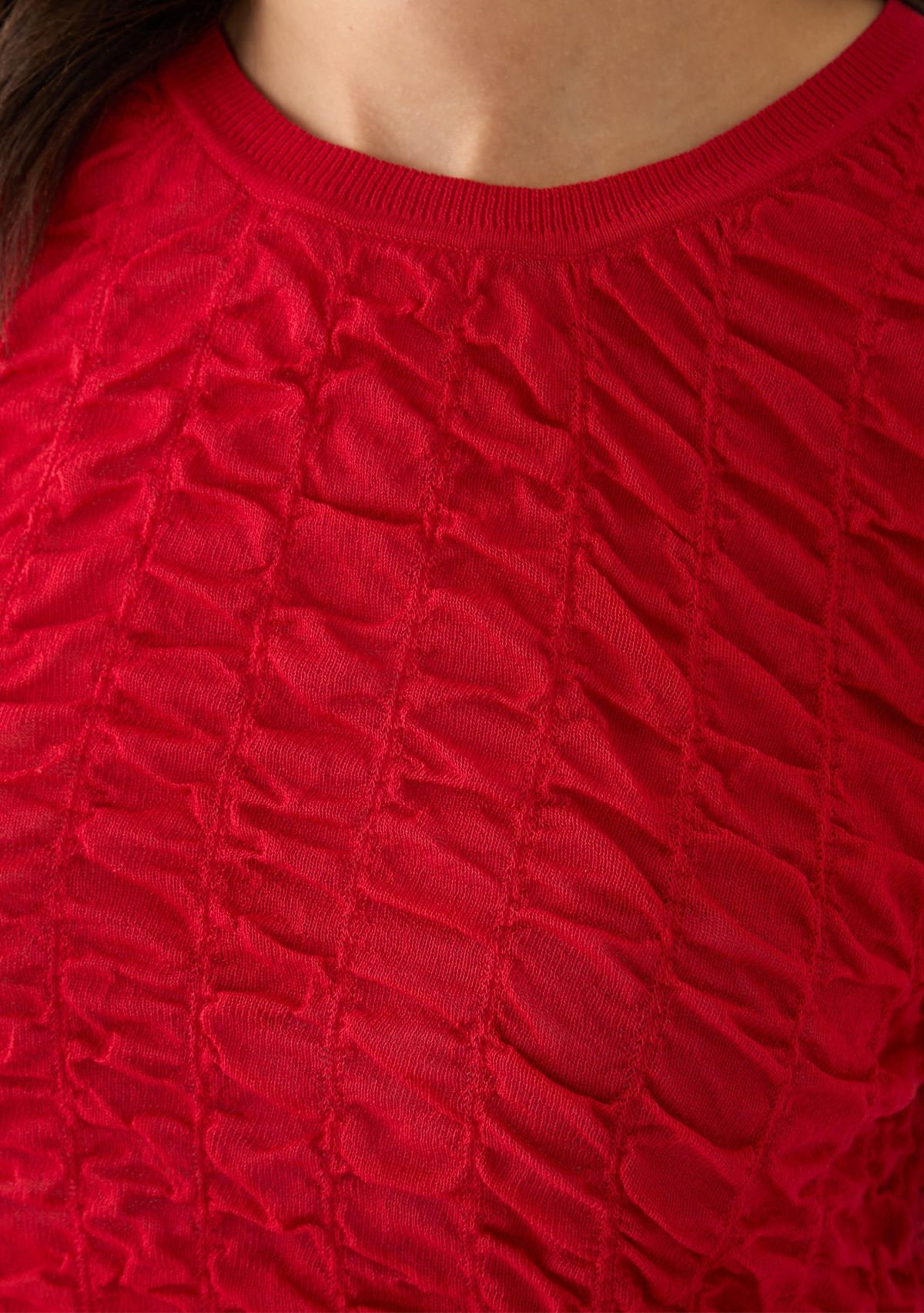 Womens Short Sleeve Pucket Knit Top