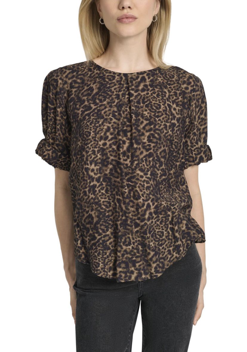 Womens Invisible Pleated Printed Blouse
