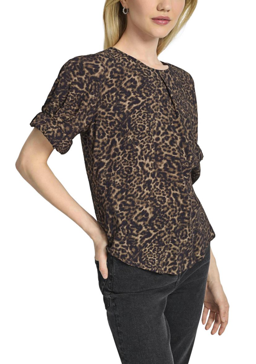Womens Invisible Pleated Printed Blouse