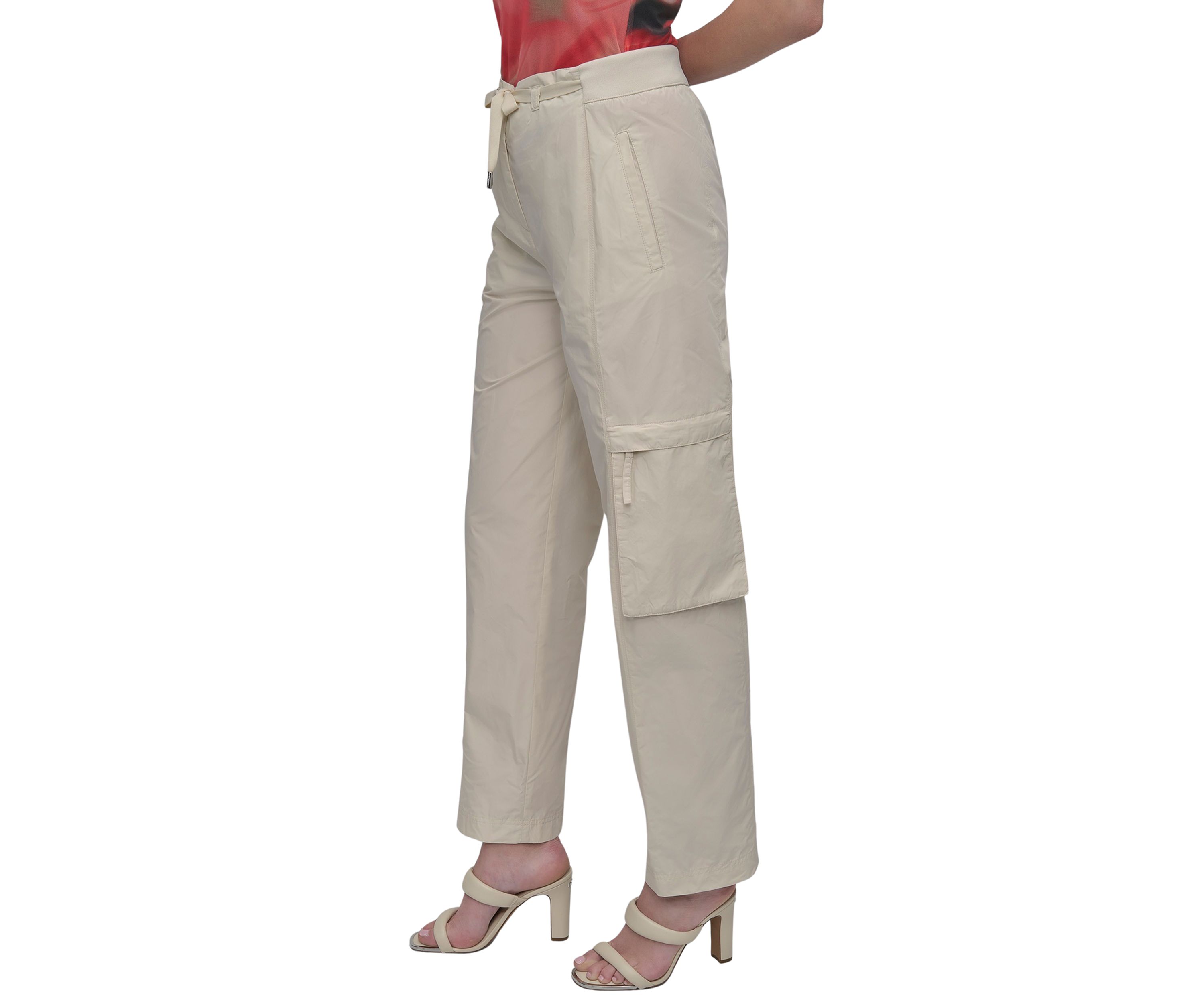 Womens Pull On Satin Cargo Pants