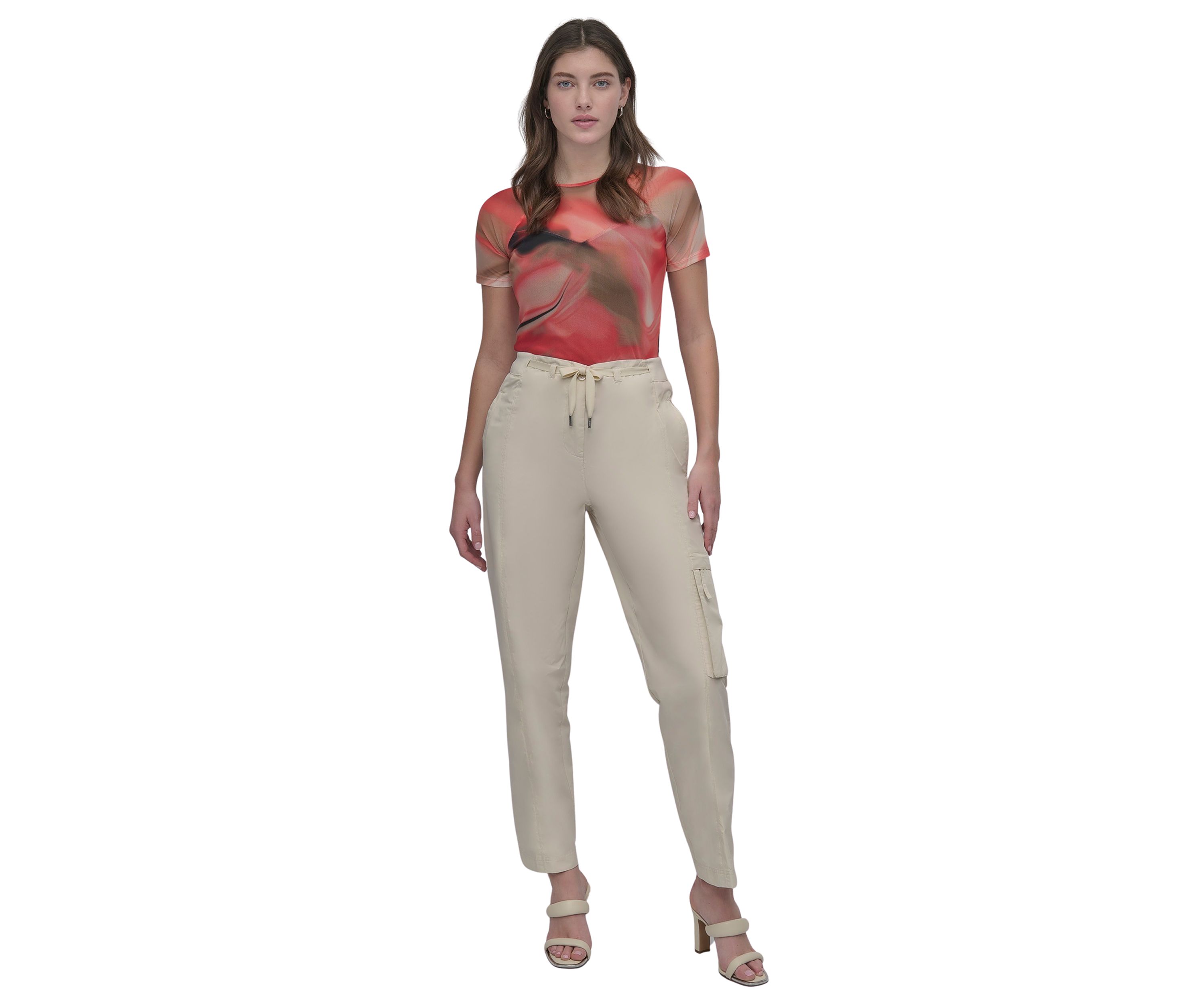 Womens Pull On Satin Cargo Pants
