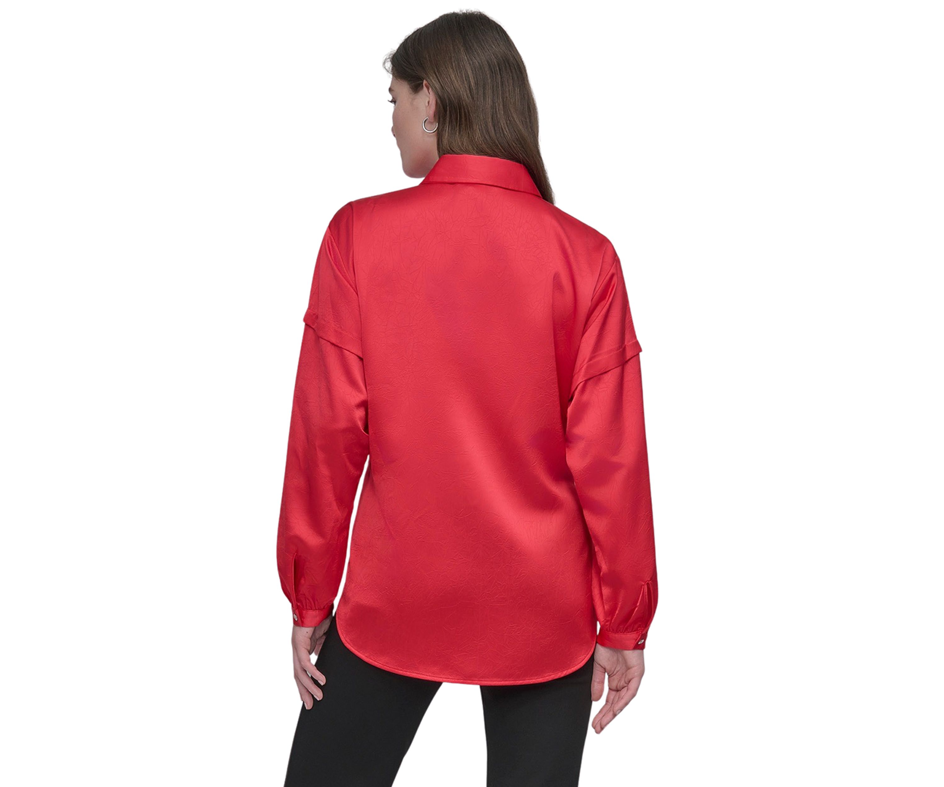 Womens Long Sleeve Tie Front Shirt 