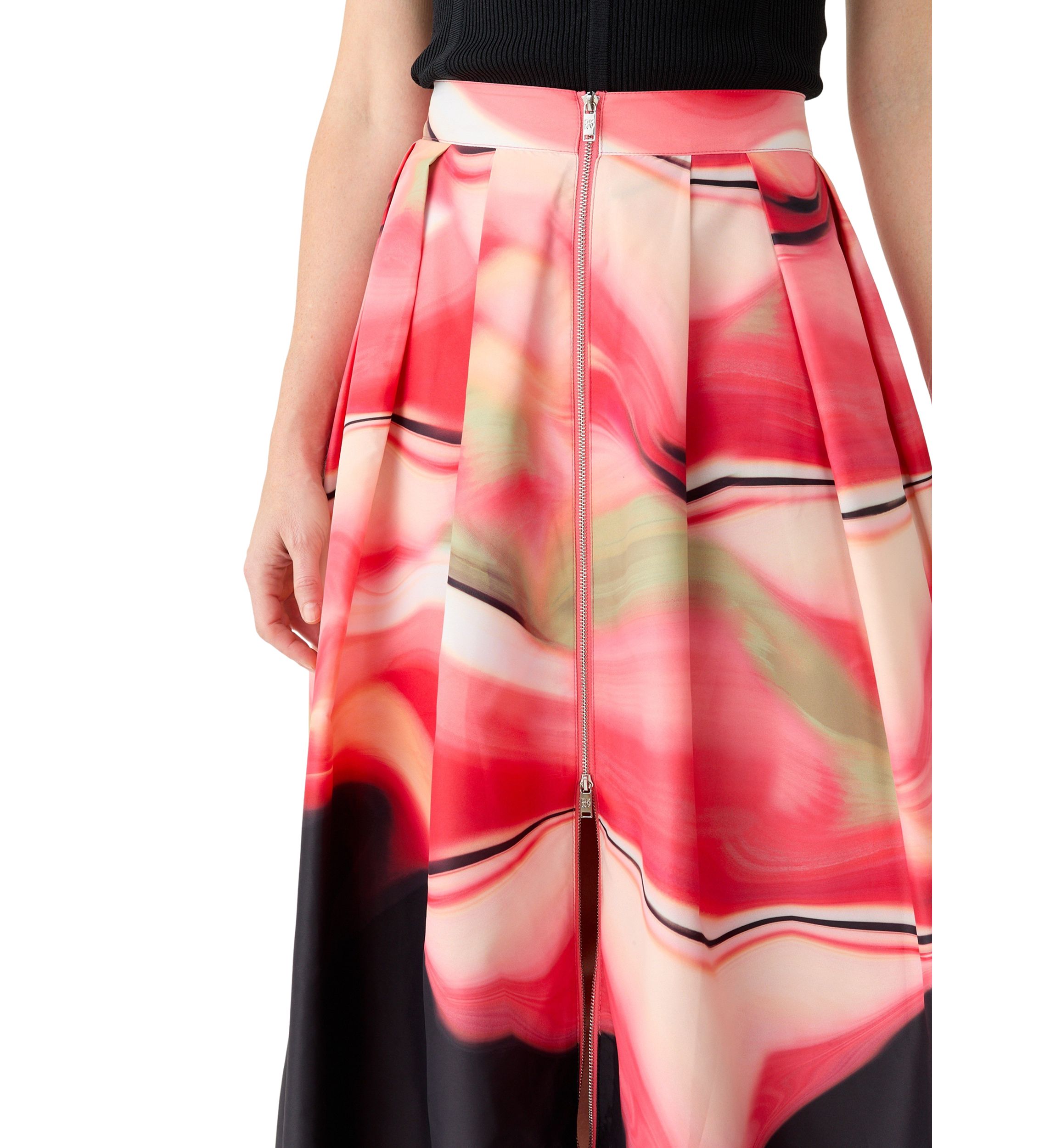 Womens Marble Printed Pleated A-Line Skirt