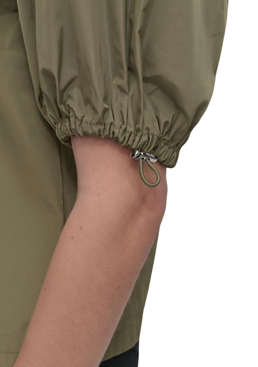 Womens Bungee Short Sleeve Split Neck Blouse
