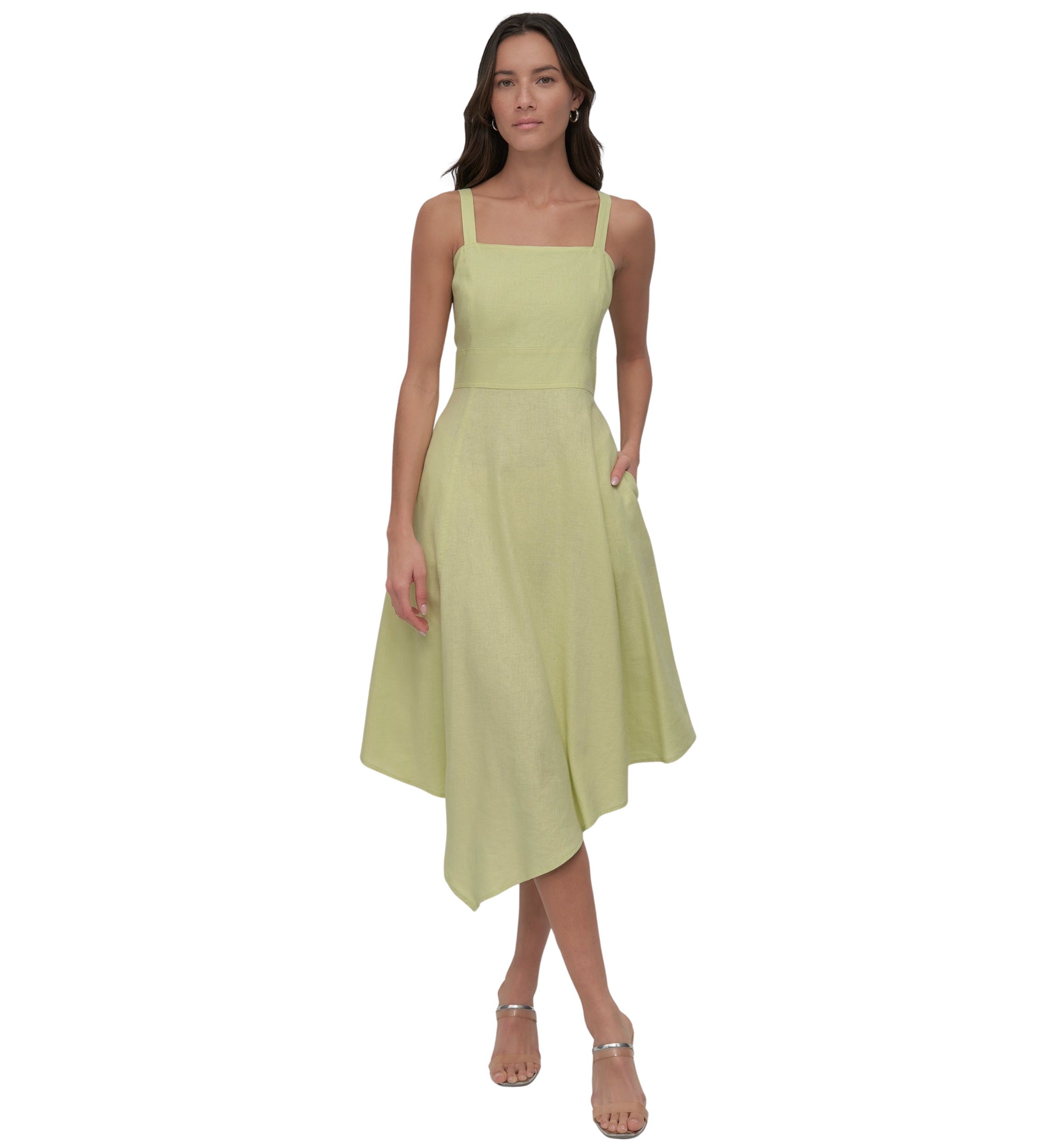 Womens Asymmetrical Linen Tank Dress