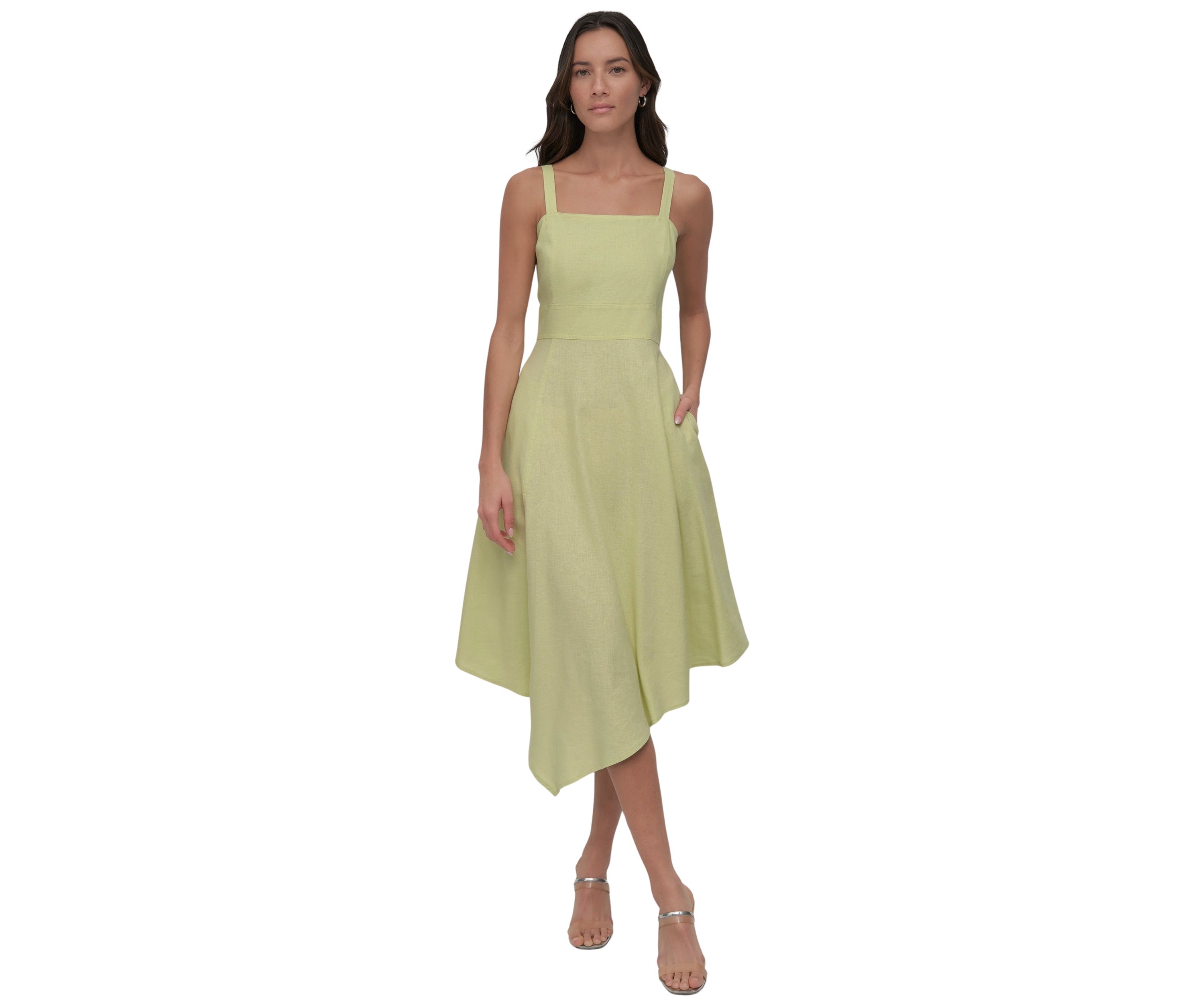Womens Asymmetrical Linen Tank Dress