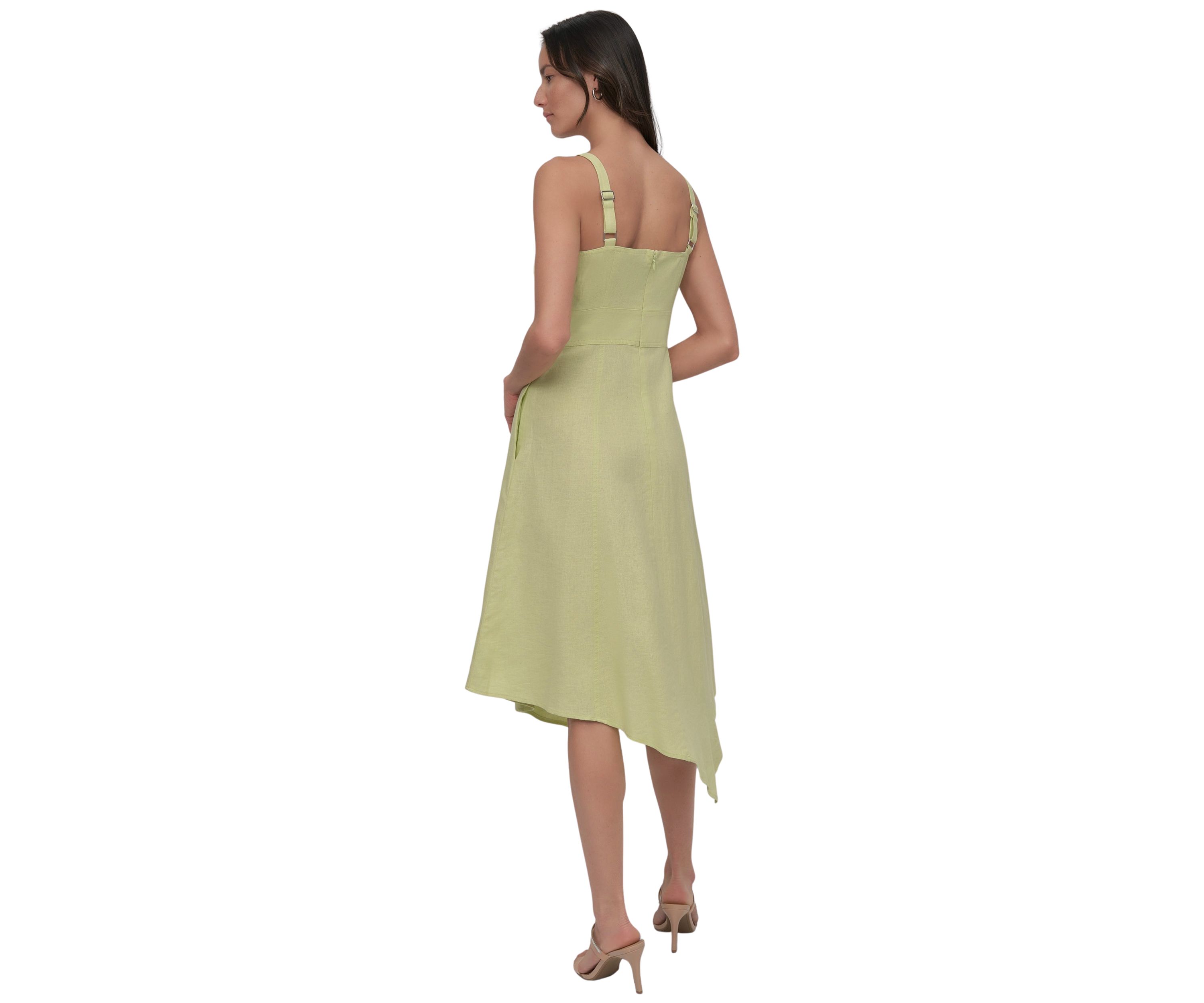 Womens Asymmetrical Linen Tank Dress