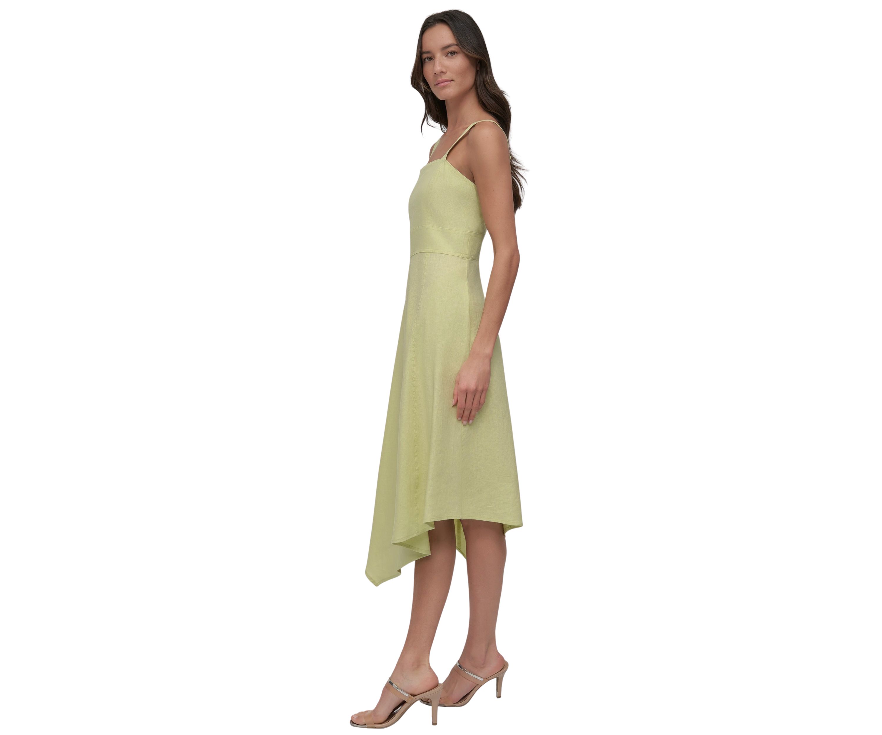 Womens Asymmetrical Linen Tank Dress
