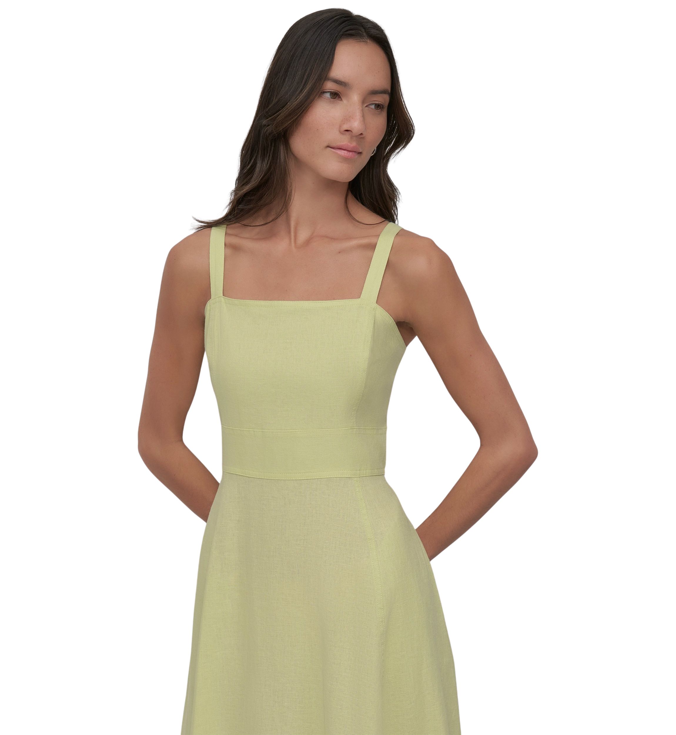 Womens Asymmetrical Linen Tank Dress