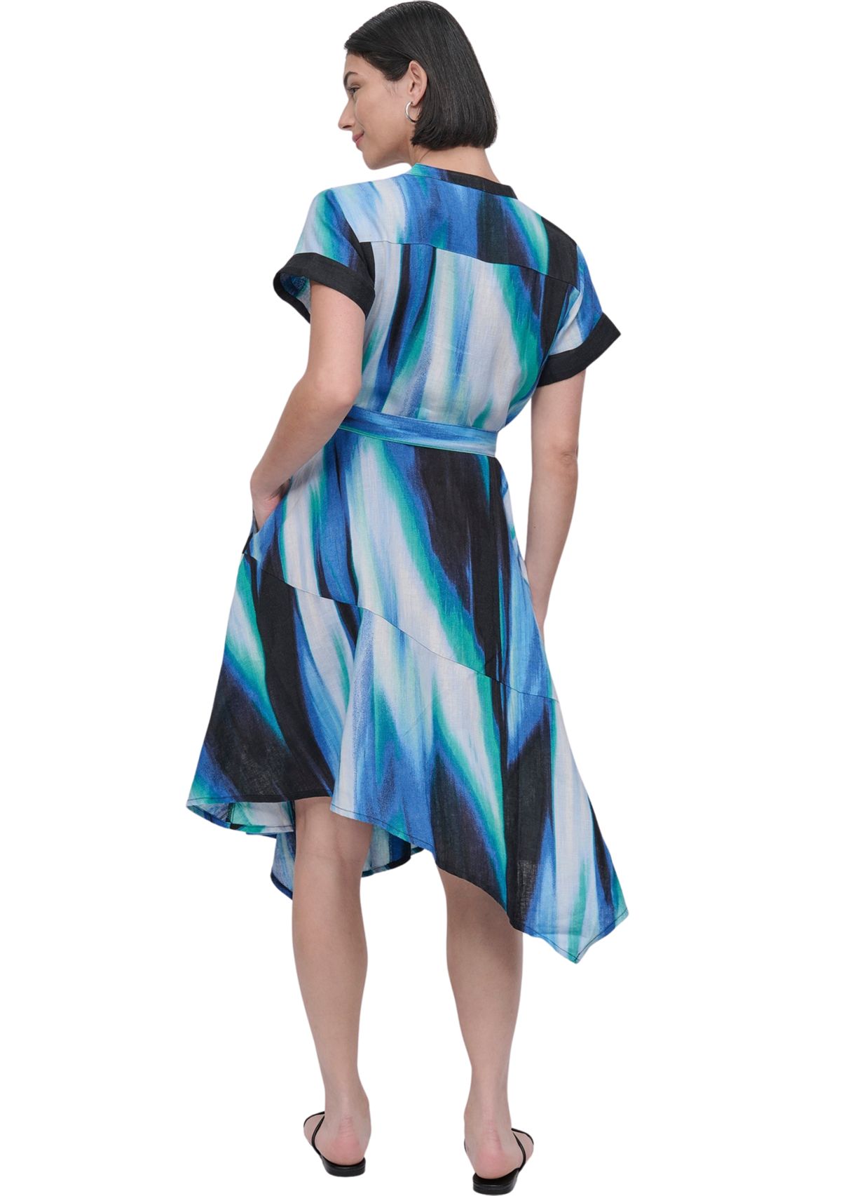 Womens Brushstroke Printed Asymmetrical Dress