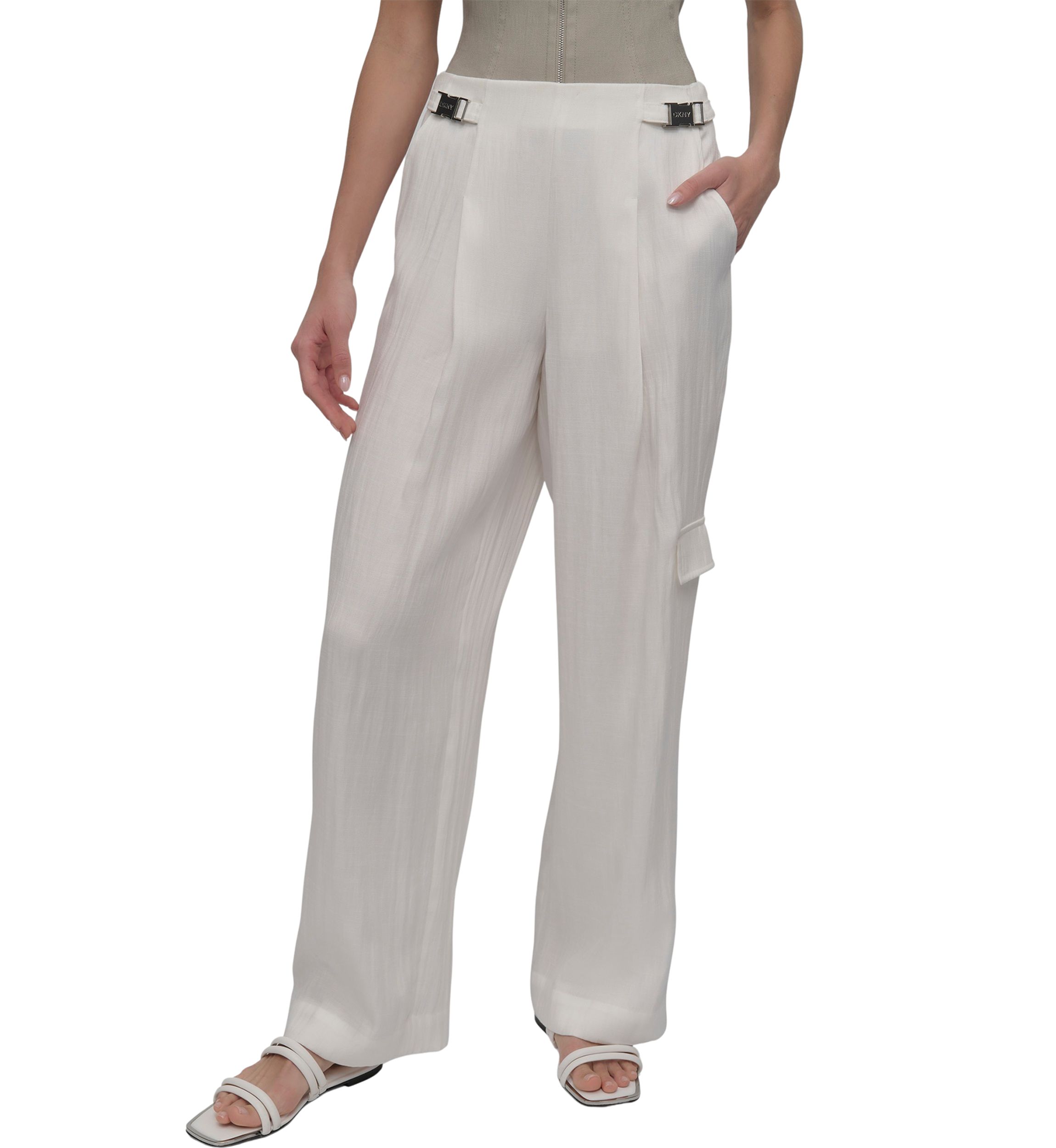 Womens Wide Leg Pleated Pants