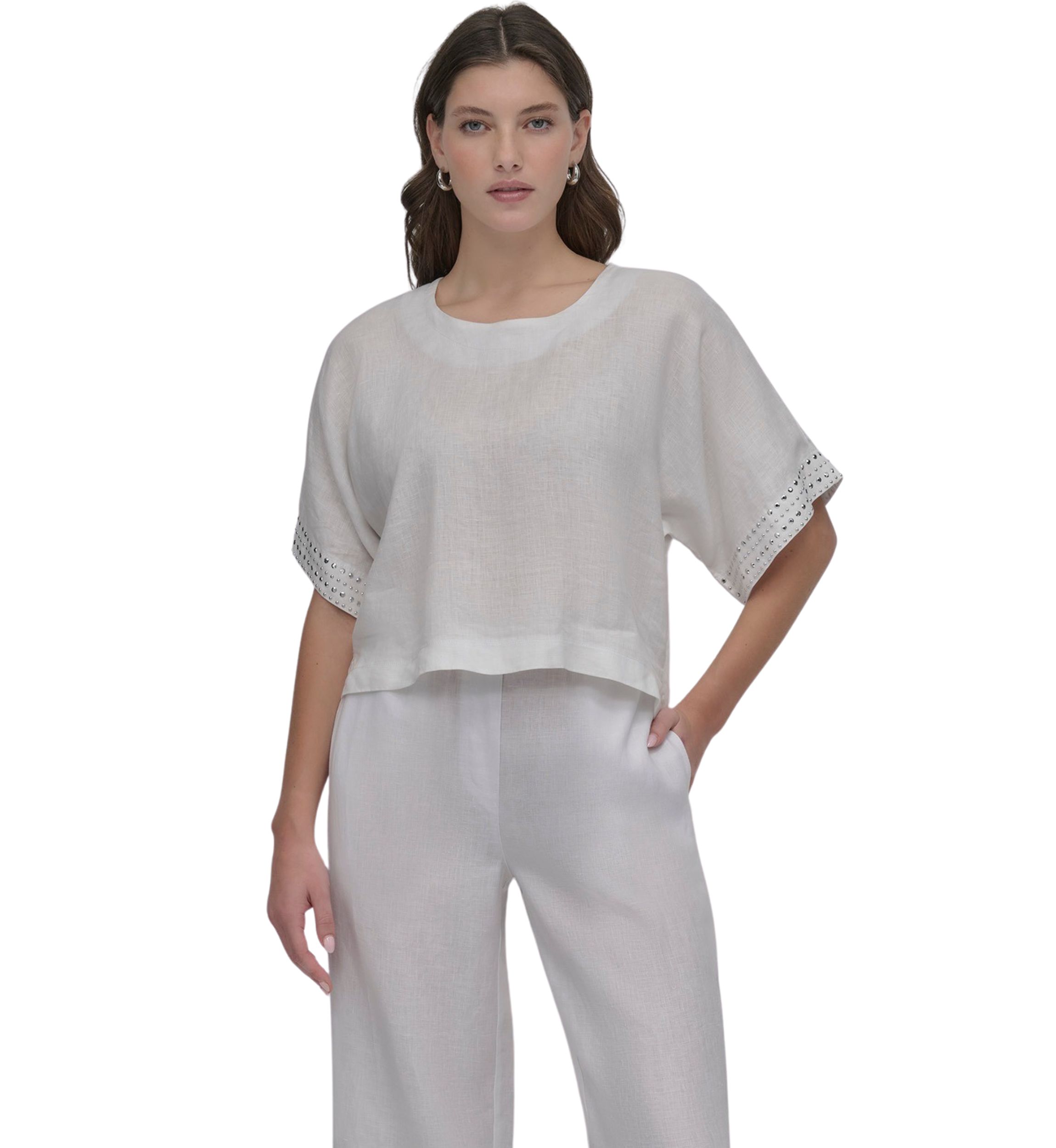 Womens Short Sleeve Linen Blouse