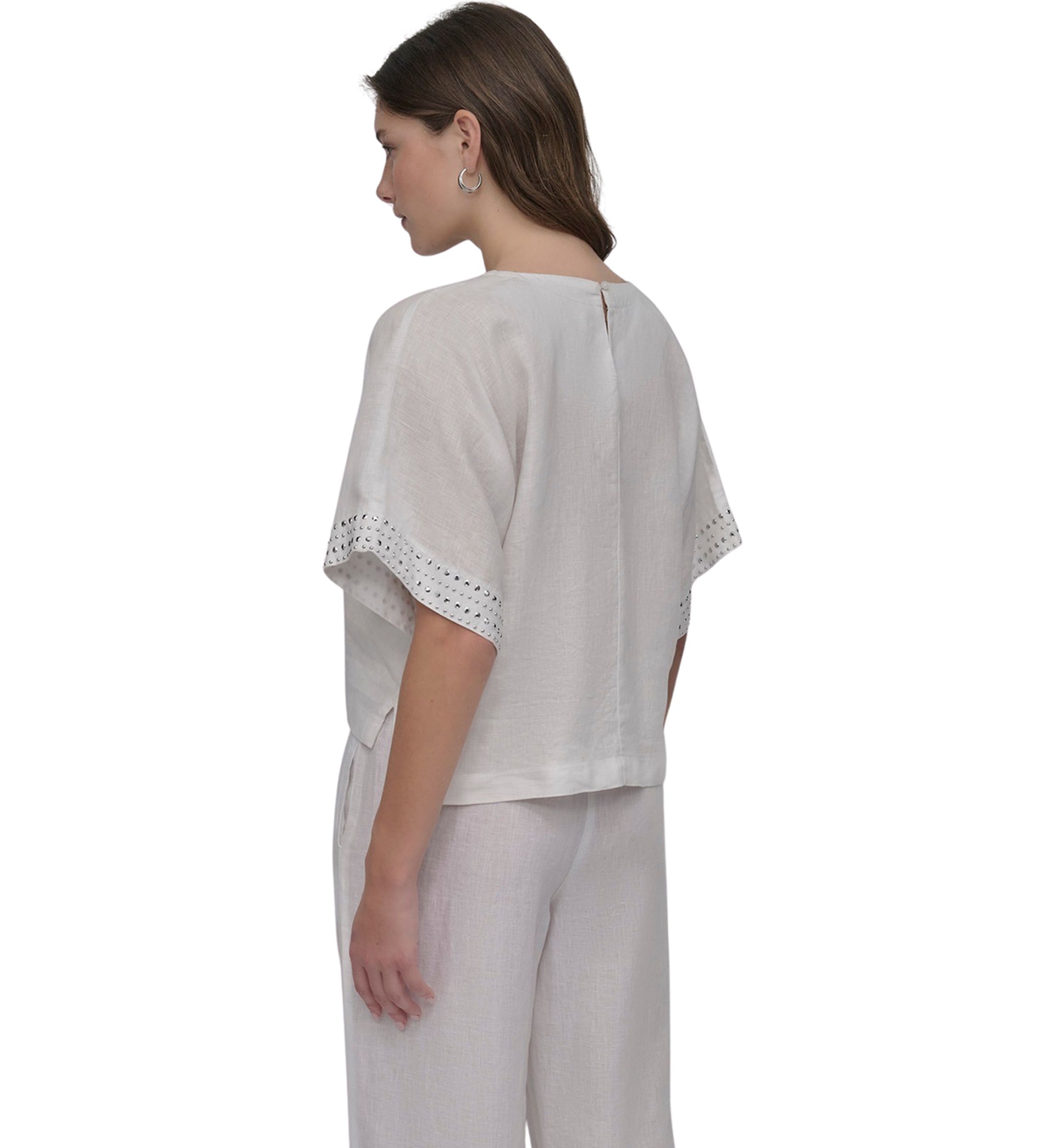 Womens Short Sleeve Linen Blouse