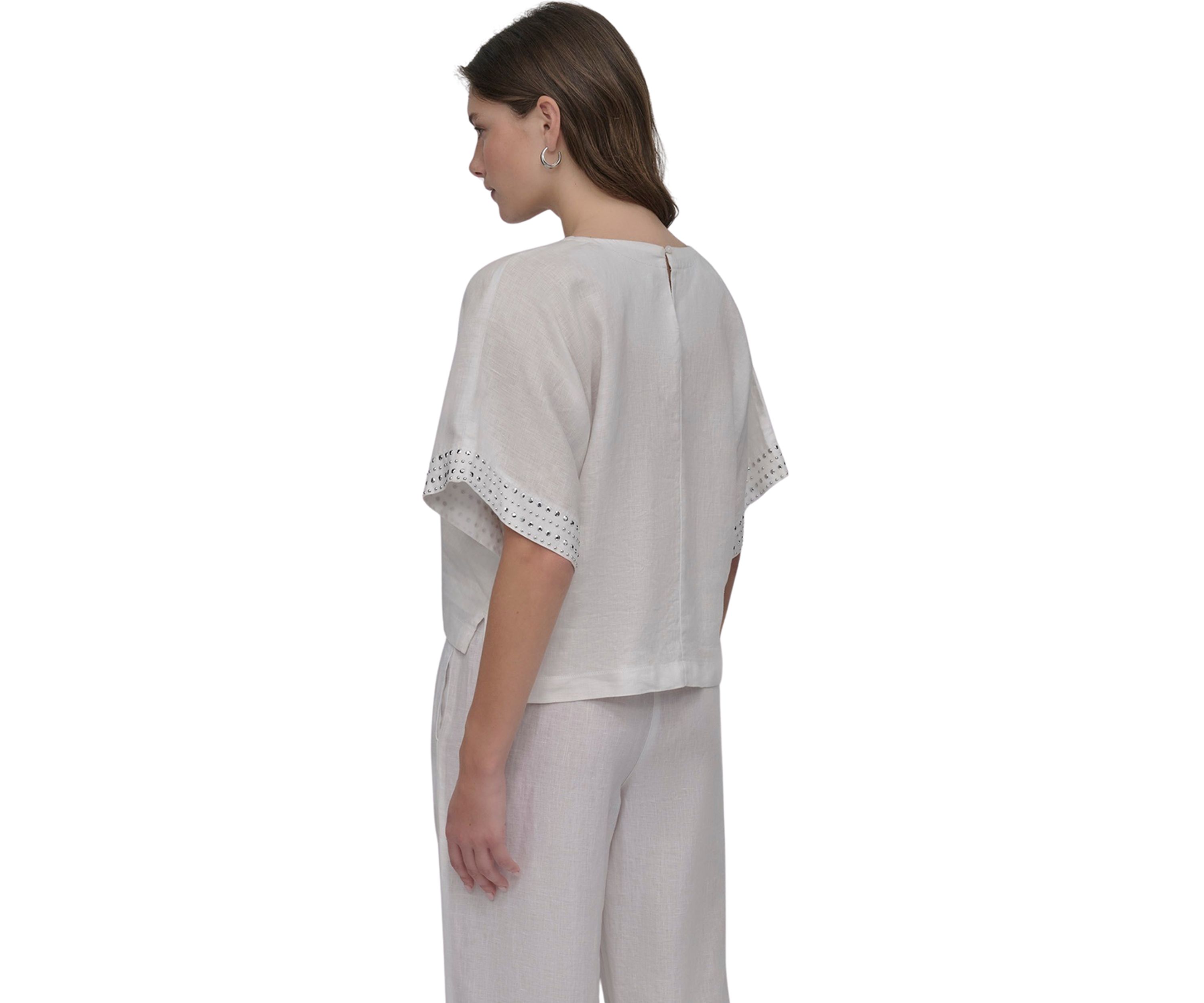 Womens Short Sleeve Linen Blouse