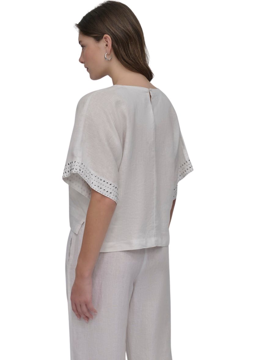 Womens Short Sleeve Linen Blouse