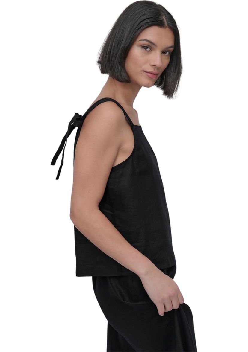 Womens Tie Shoulder Linen Tank Top