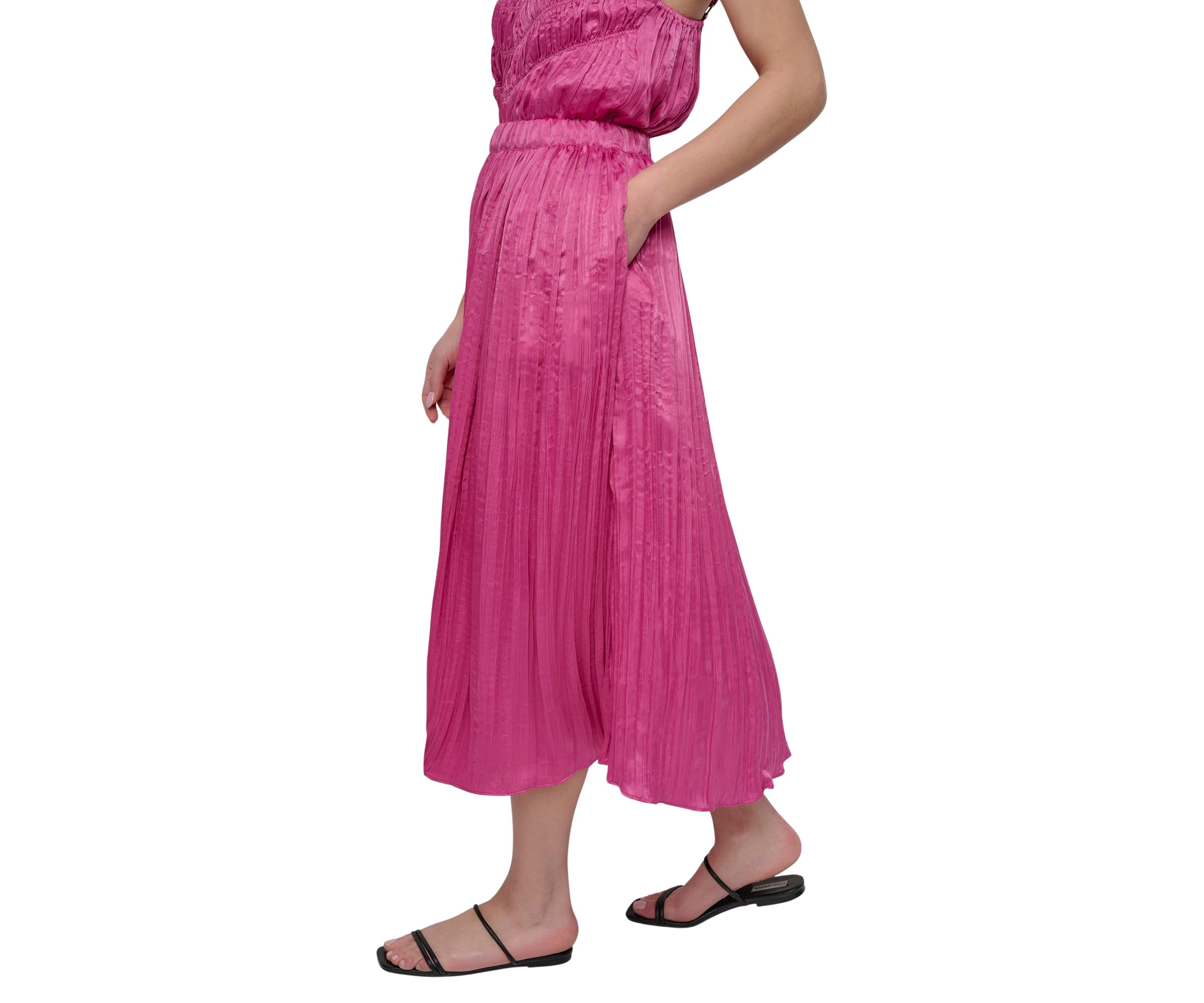 Womens Wide Leg Plissé Pants