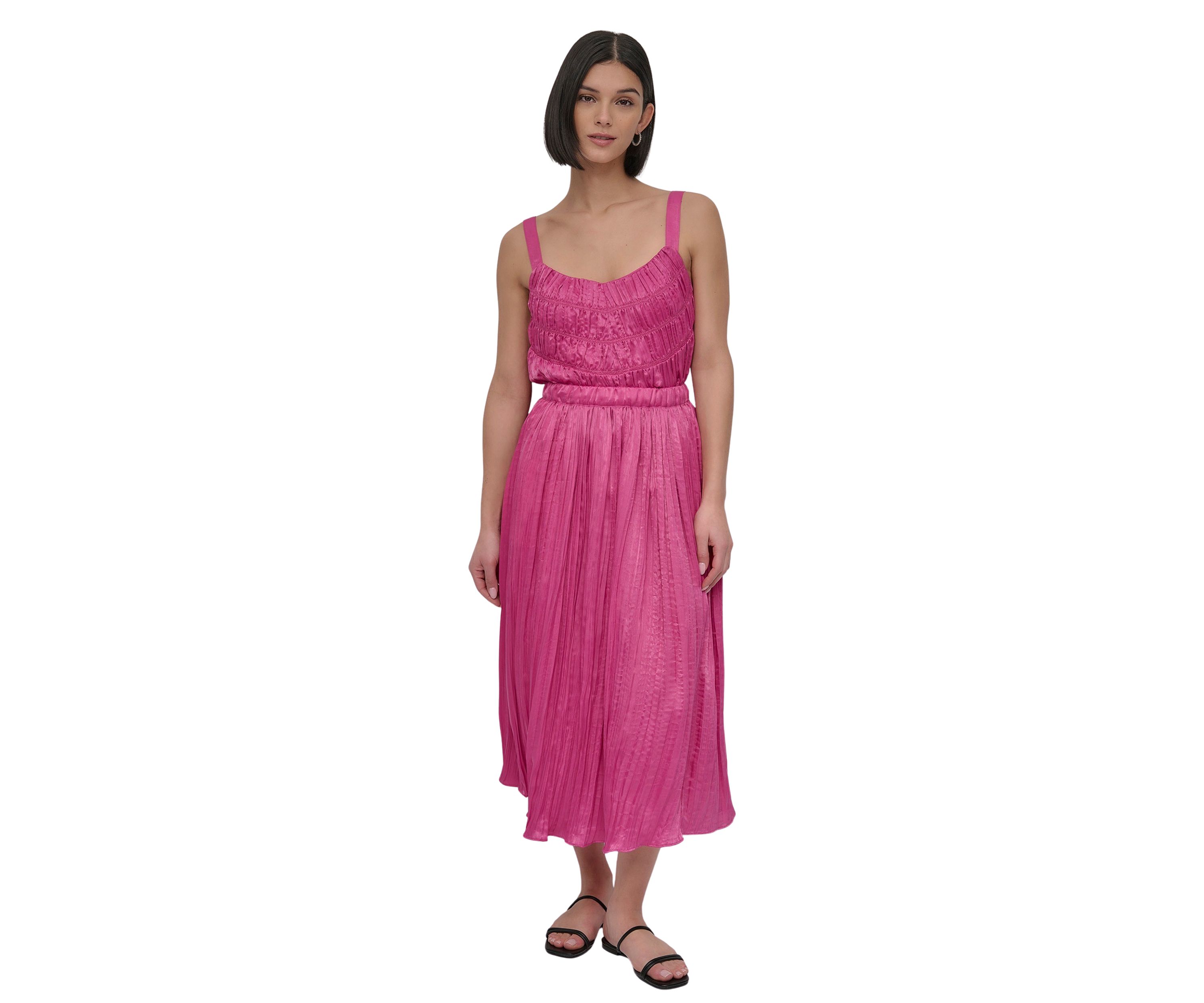 Womens Wide Leg Plissé Pants