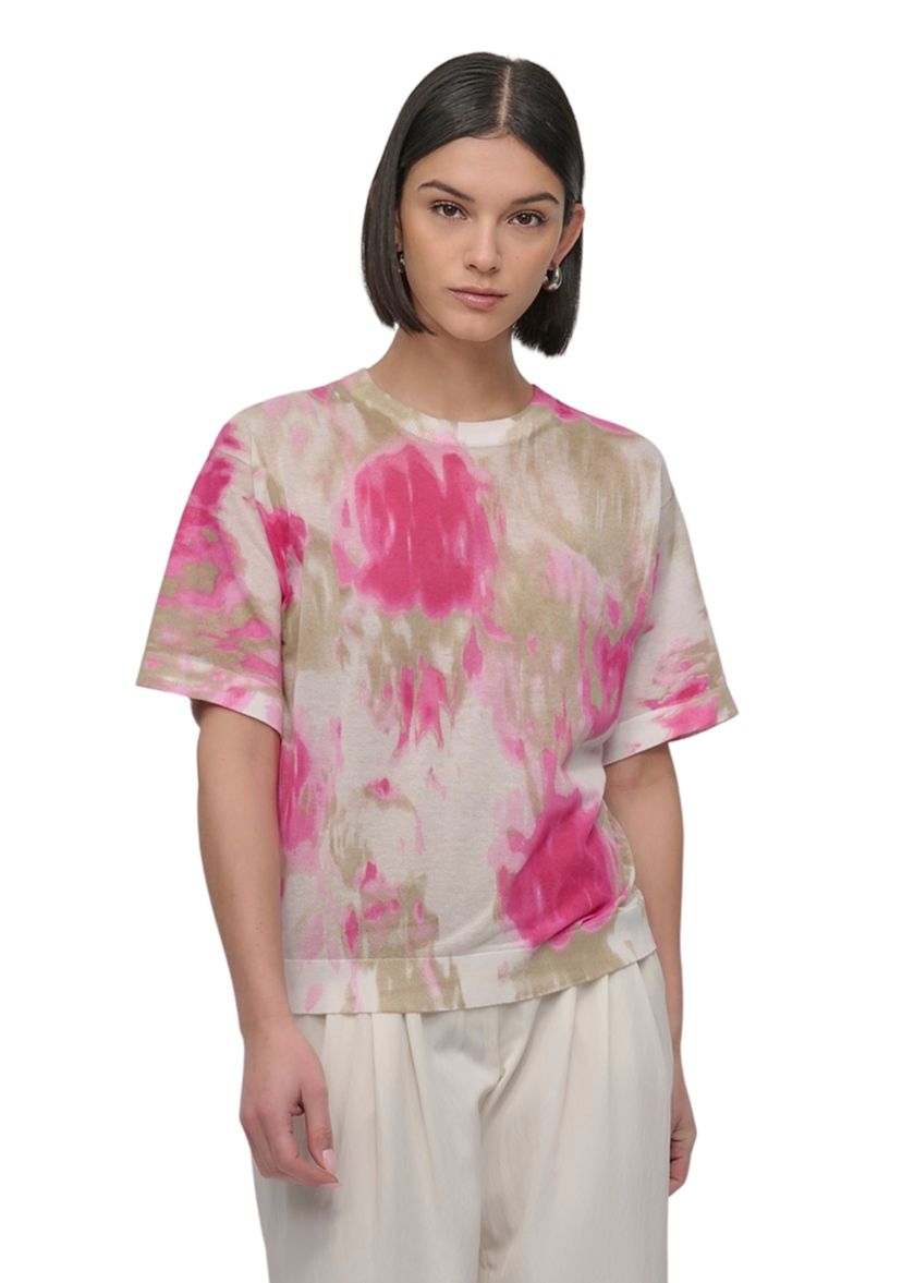Womens Short Sleeve Watercolor Sweater