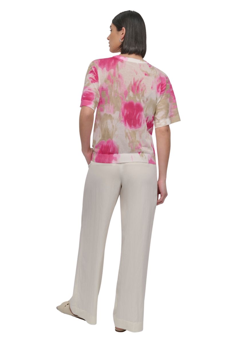 Womens Short Sleeve Watercolor Sweater