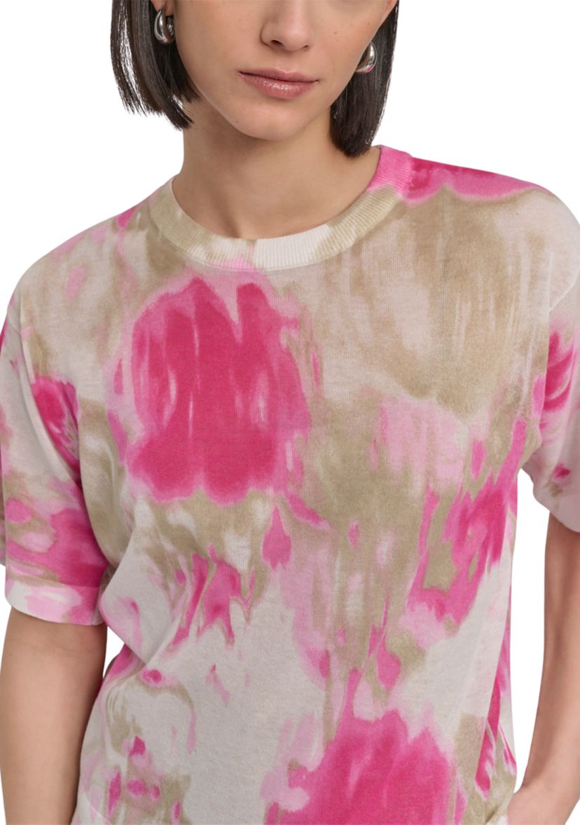 Womens Short Sleeve Watercolor Sweater