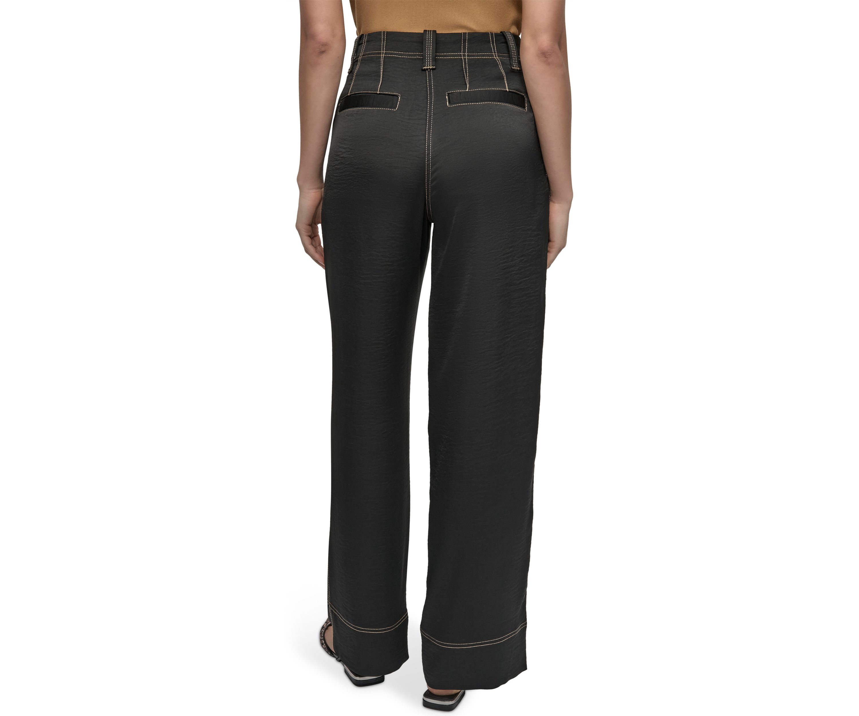 Womens Wide Leg Top Stitch Pants