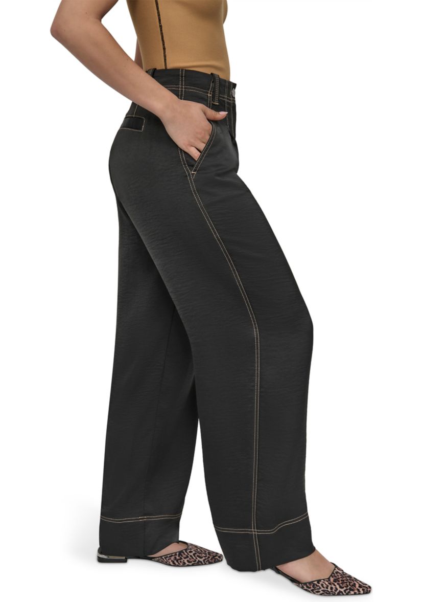 Womens Wide Leg Top Stitch Pants