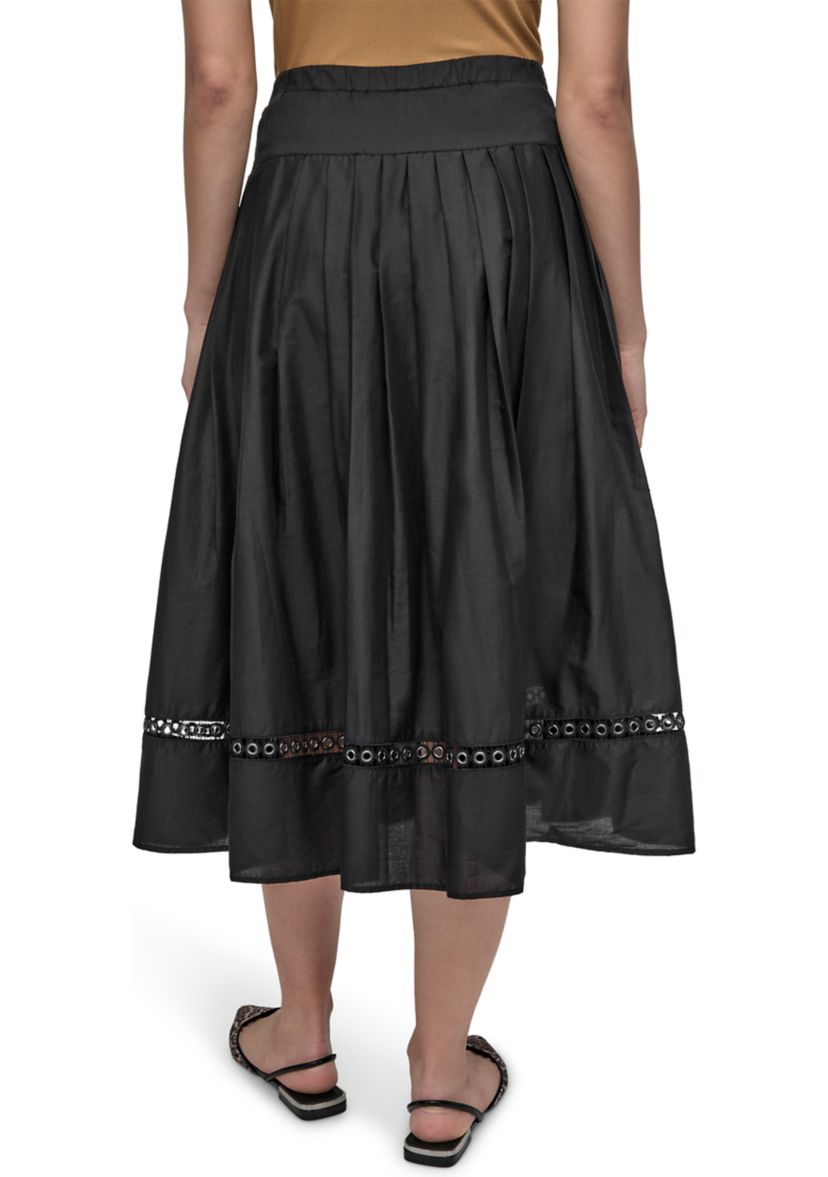 Womens A-Line Grommet Trim Midi Skirt