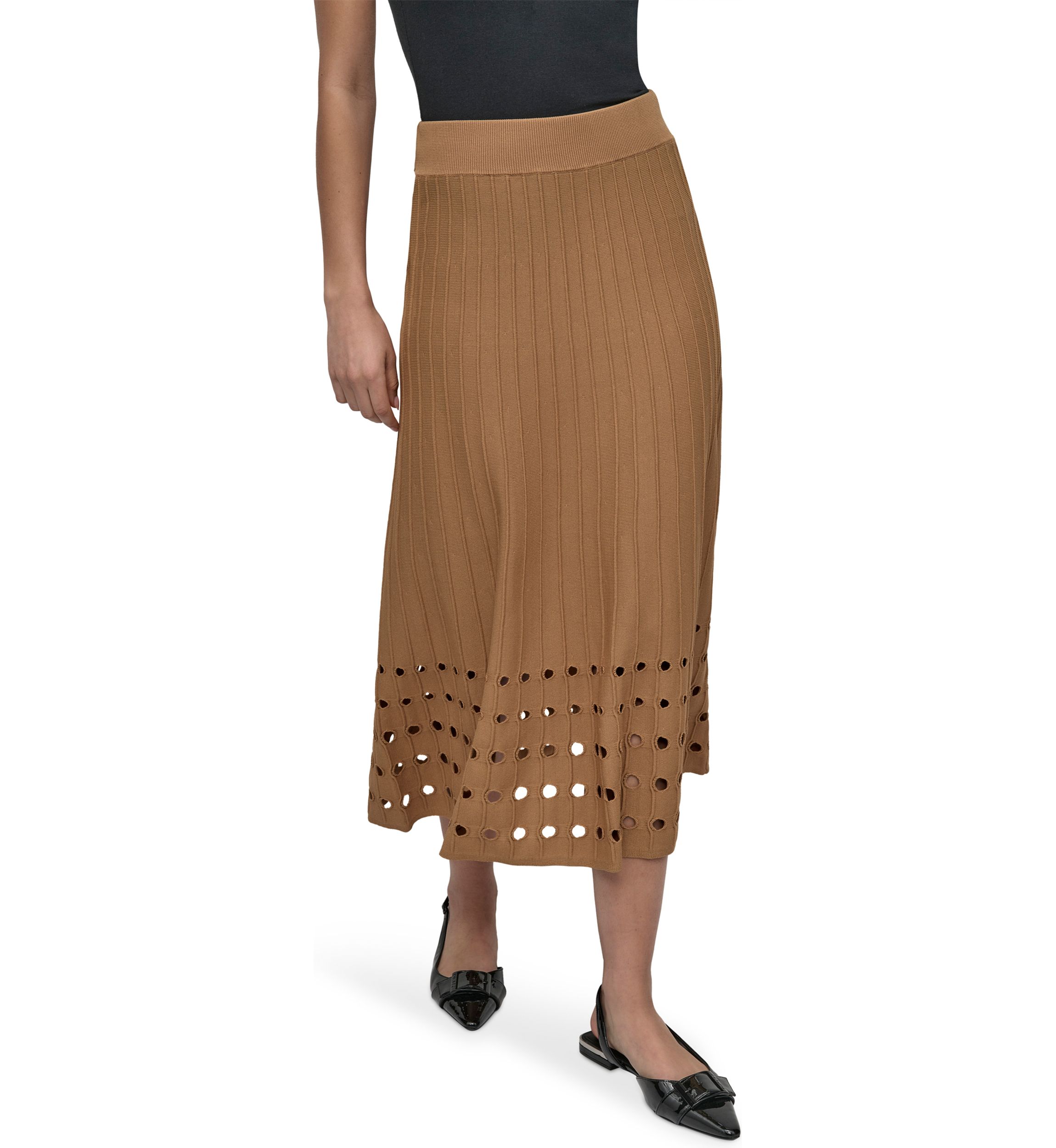 Womens Hole Hem Sweater Knit Skirt