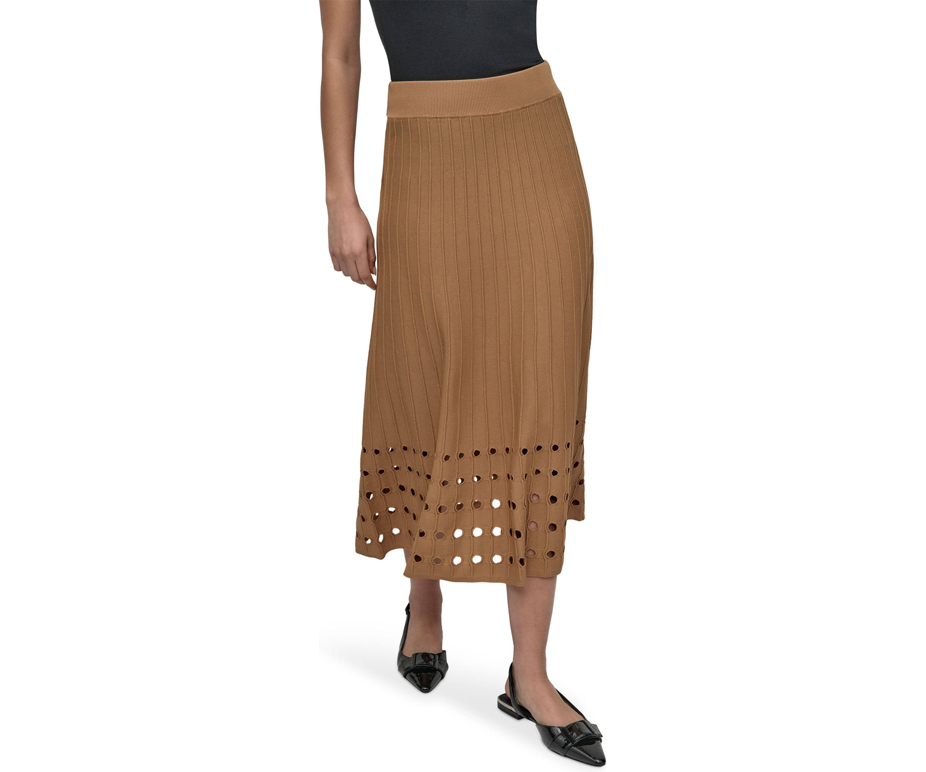 Womens Hole Hem Sweater Knit Skirt