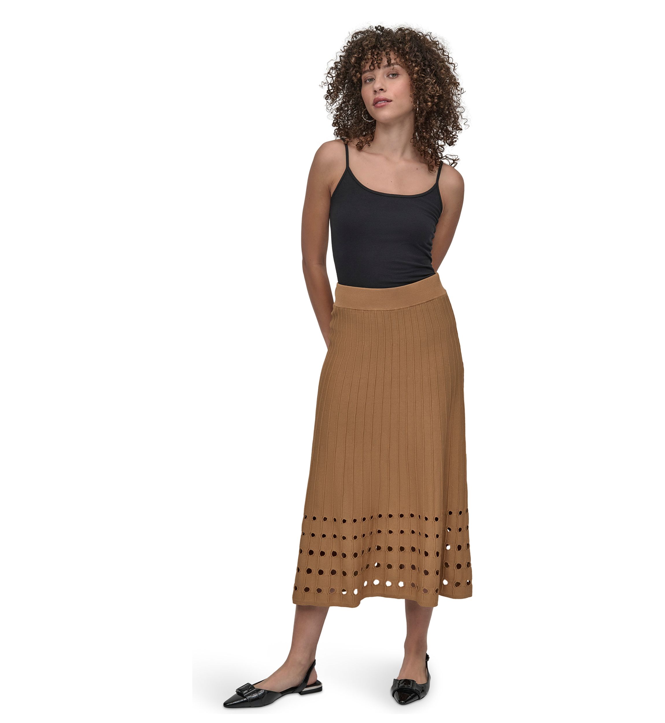 Womens Hole Hem Sweater Knit Skirt