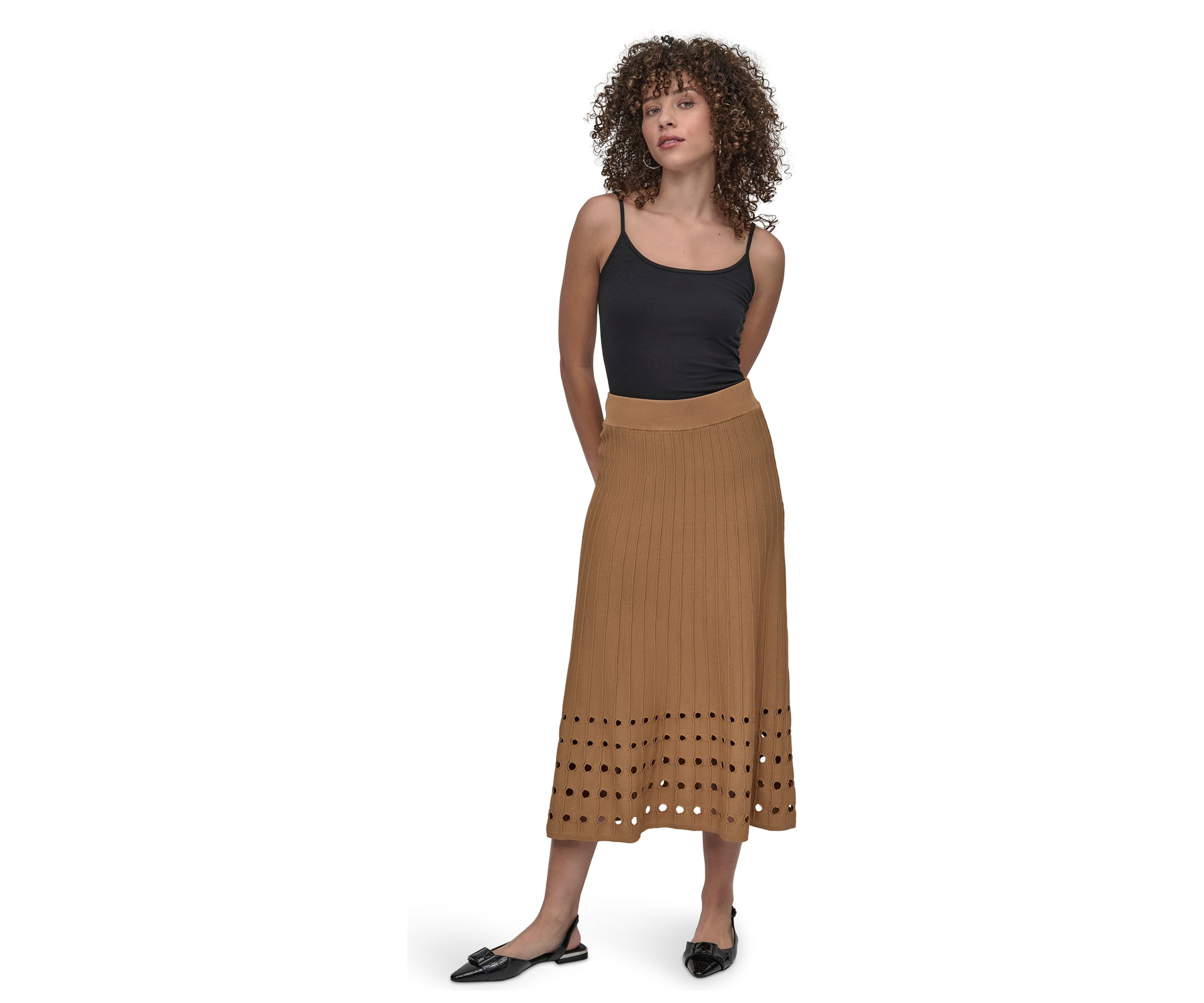 Womens Hole Hem Sweater Knit Skirt