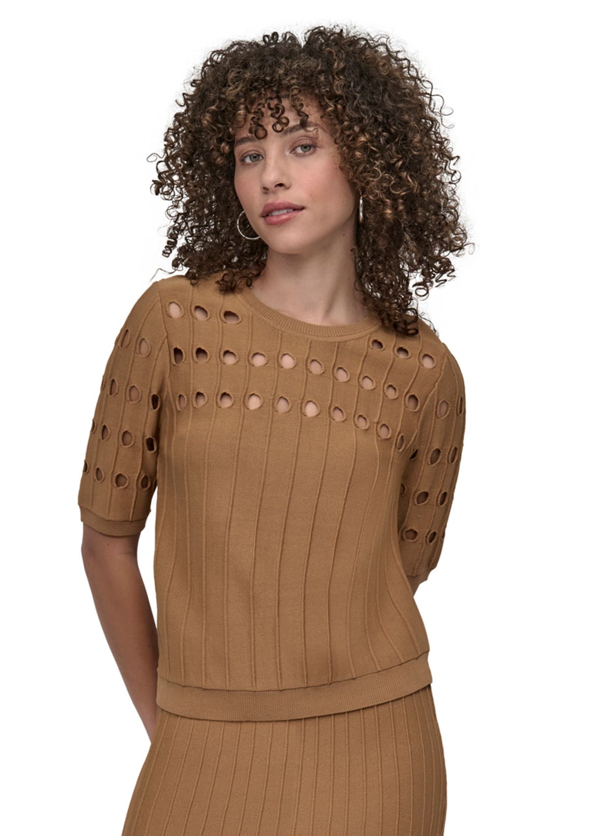 Womens Crew Neck Cutout Sweater