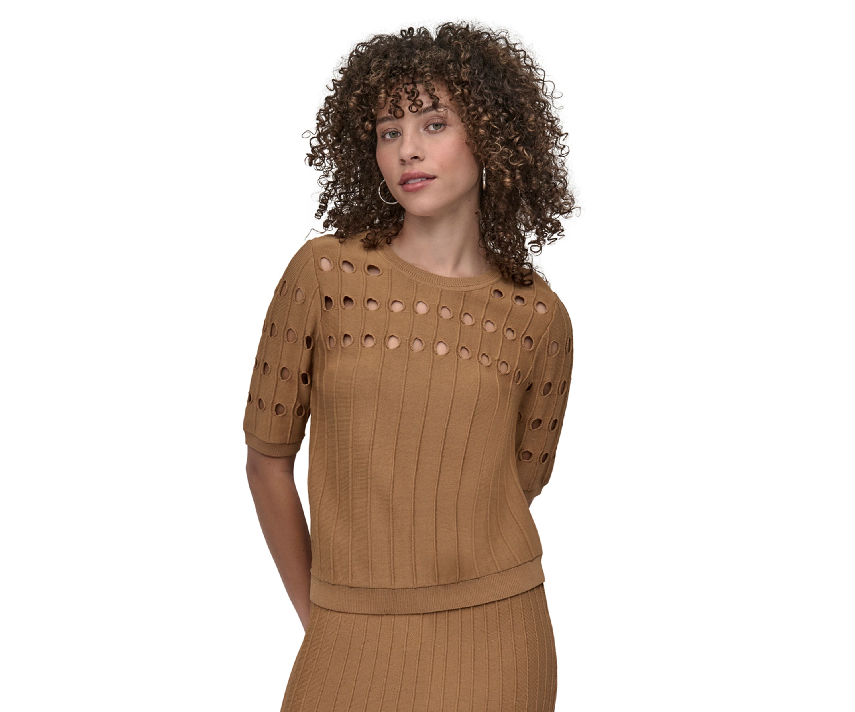 Womens Crew Neck Cutout Sweater