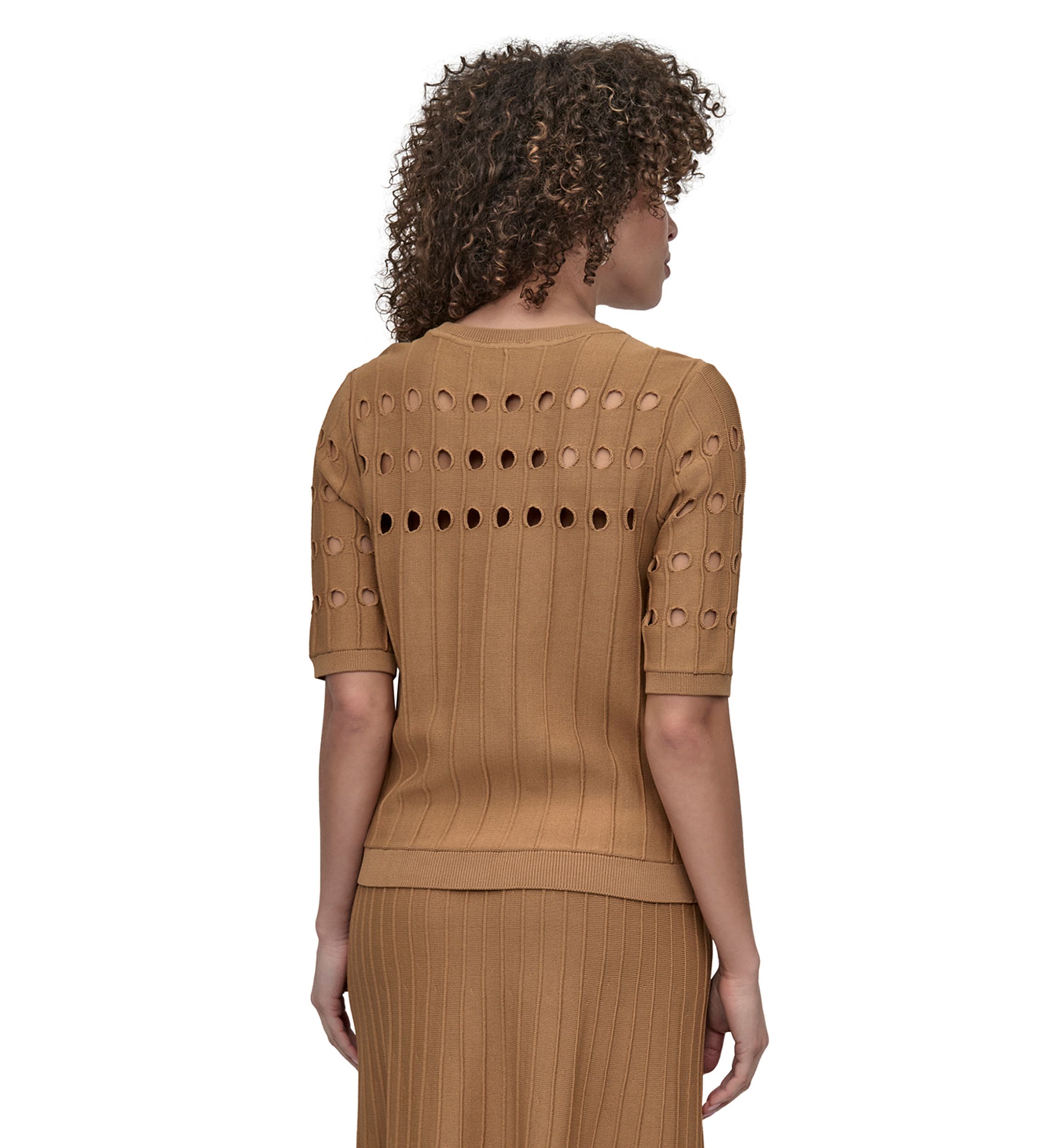 Womens Crew Neck Cutout Sweater
